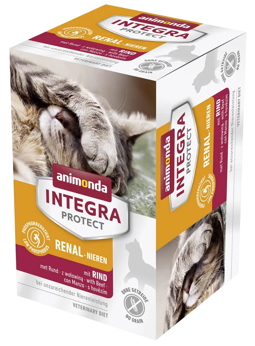 Animonda Integra Protect Cibo Umido per Gatti Adulti Integratore Renale al Manzo, 6 x 100 g - immagine 1