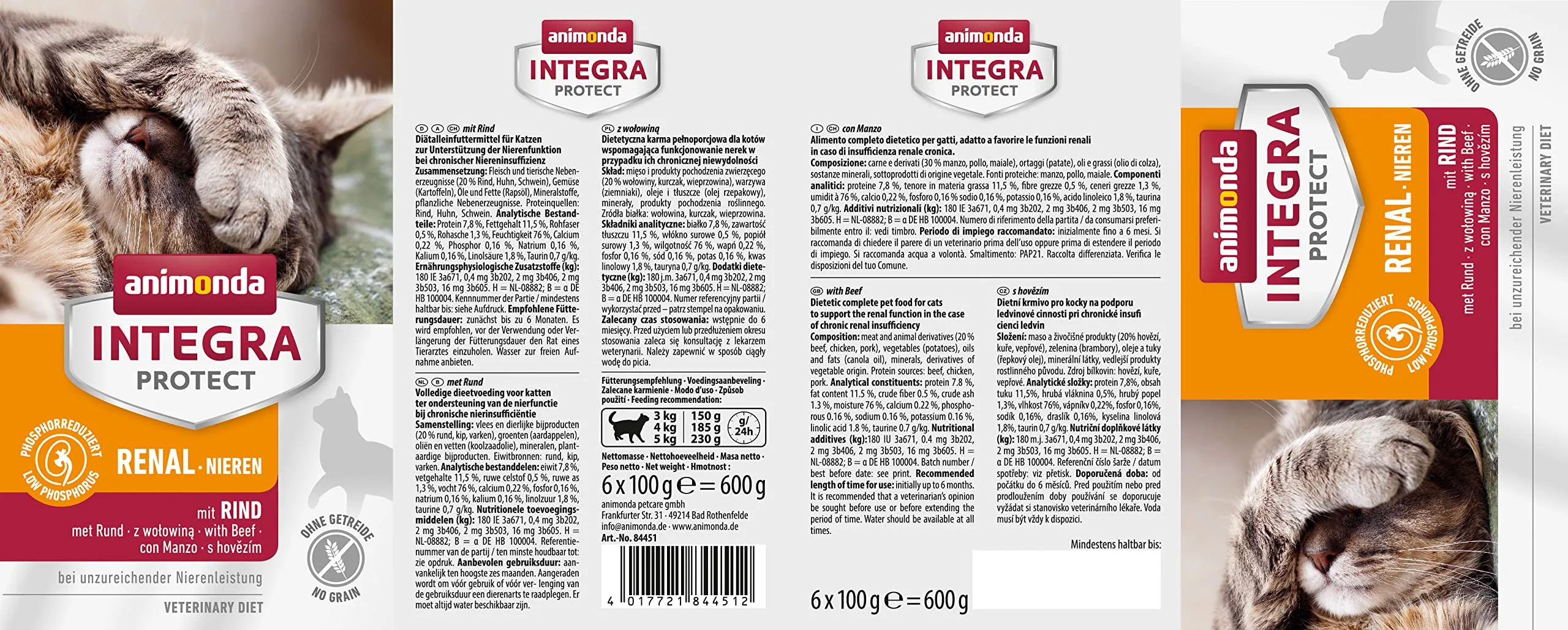 Animonda Integra Protect Cibo Umido per Gatti Adulti Integratore Renale al Manzo, 6 x 100 g - immagine 3