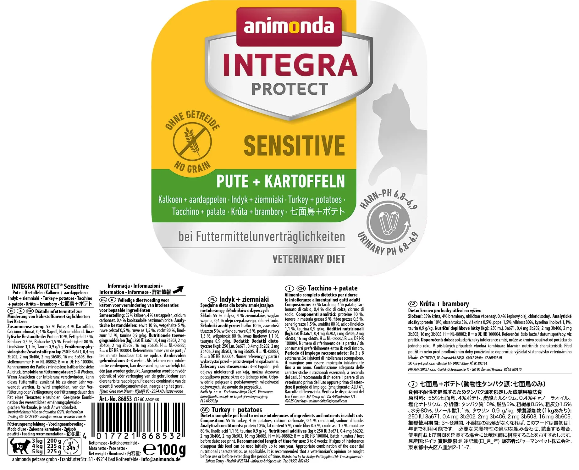 Animonda Integra Protect Sensitive Gatto Tacchino e Patata, 16 x 100 g - immagine 2