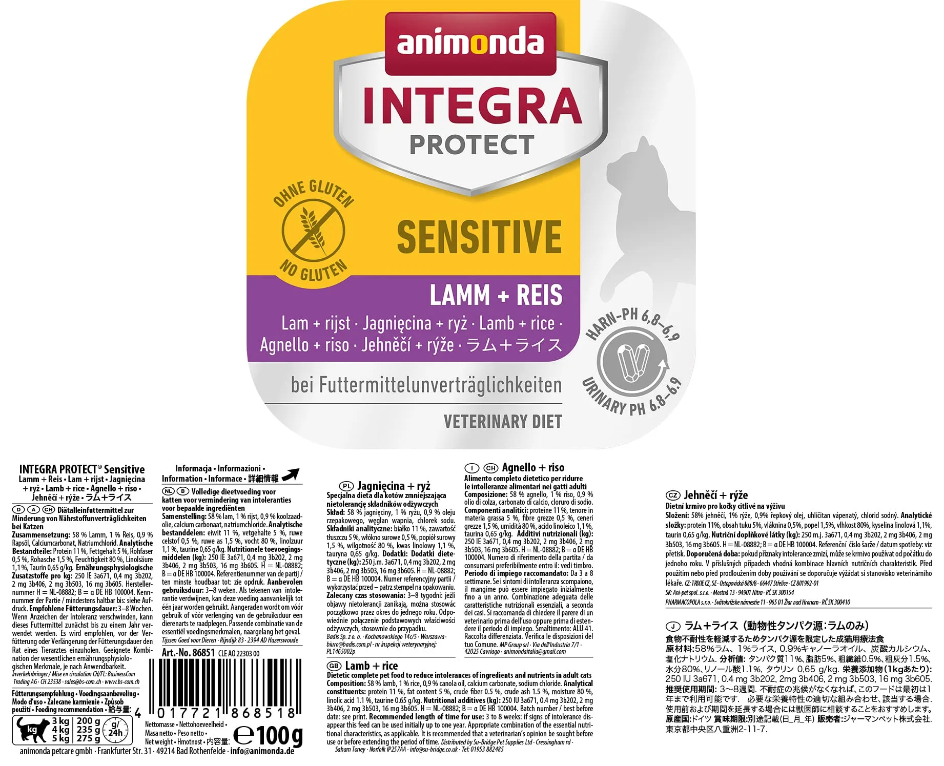 Animonda Integra Protect Sensitive Gatto Agnello e Riso, 16 x 100 g - immagine 2