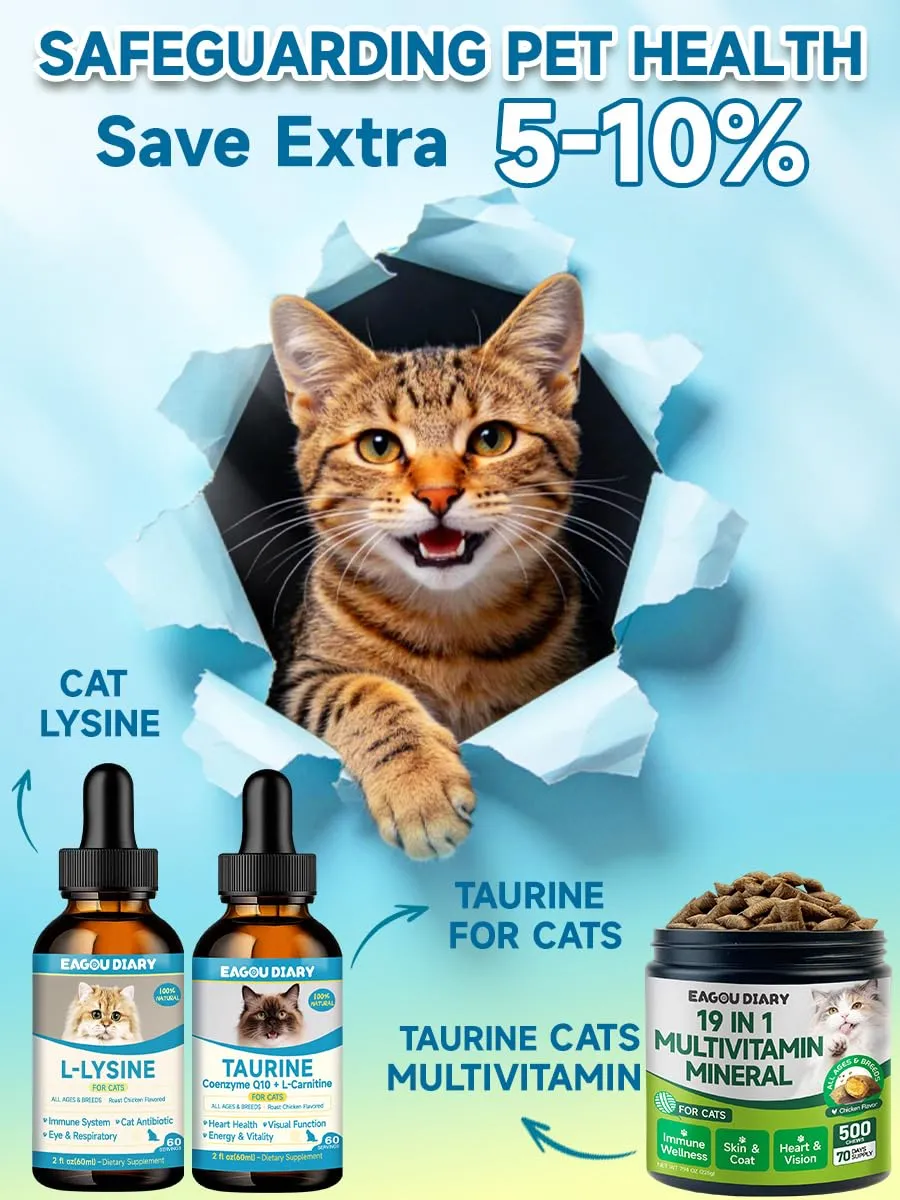Eagou Diary Lisina per Gatti, Integratore per Sistema Immunitario, Allergie e Vie Respiratorie, 60ml - immagine 10