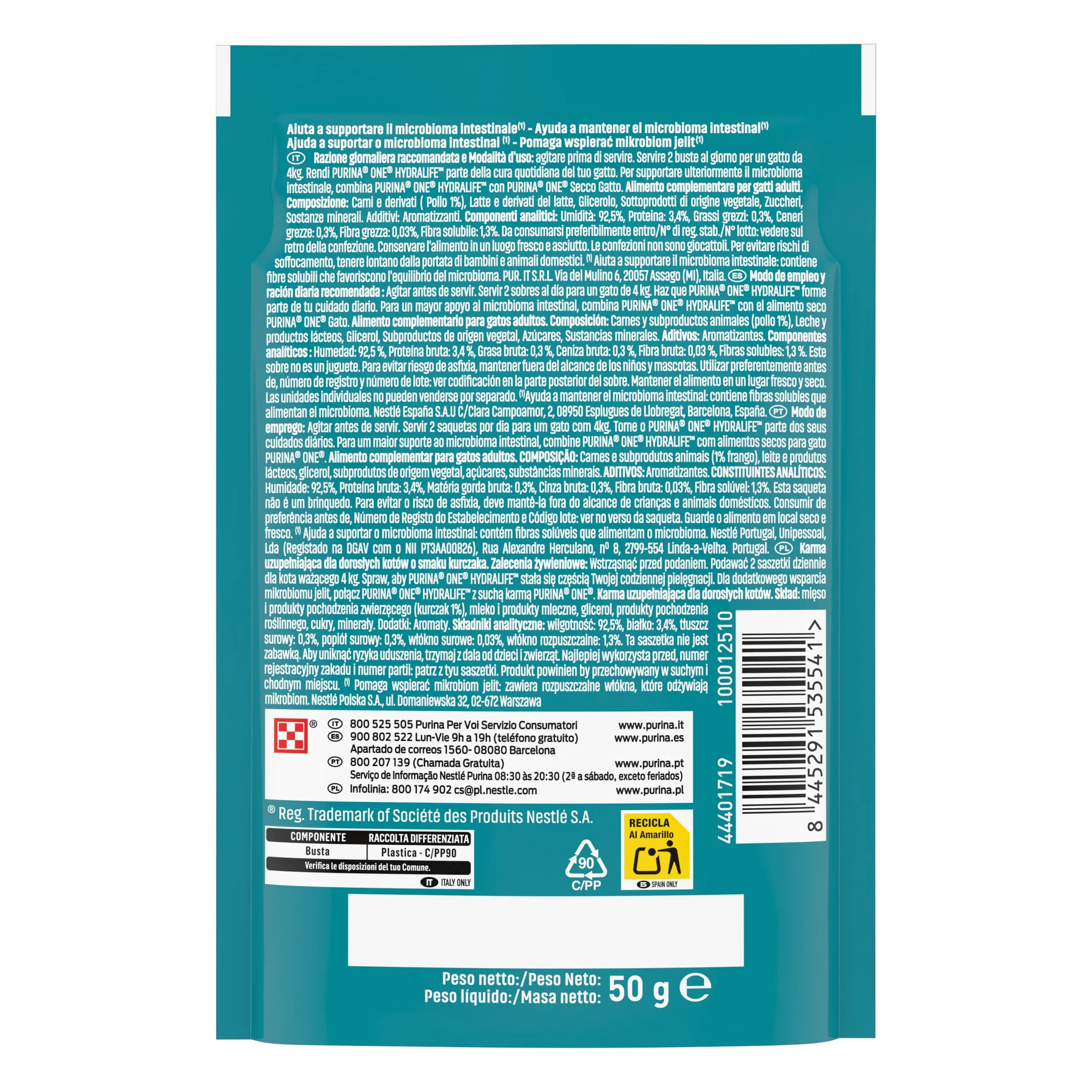 Purina One Hydralife Alimento complementare con pollo, 12 Buste da 50 gr - immagine 2
