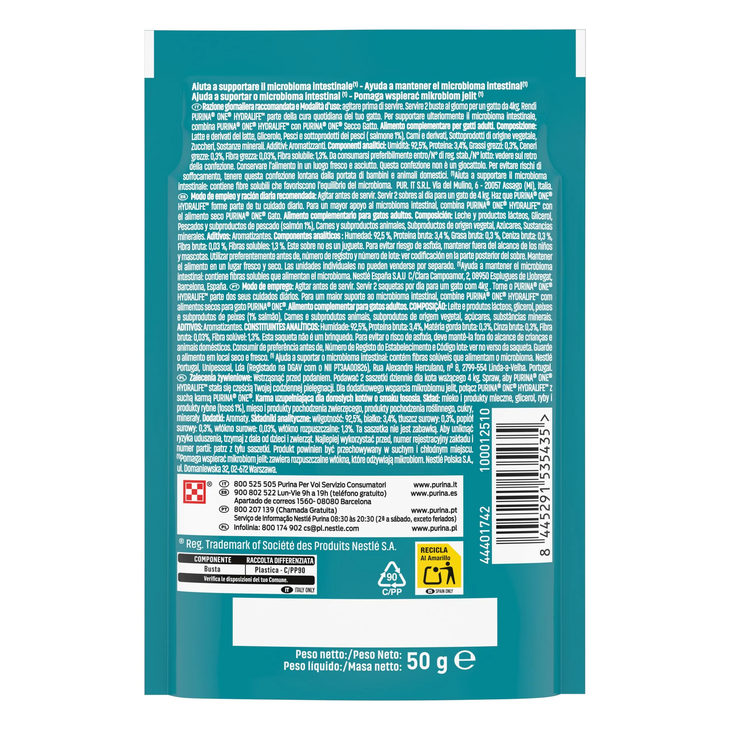 Purina One Hydralife Alimento complementare con salmone, 12 buste da 50 gr - immagine 2