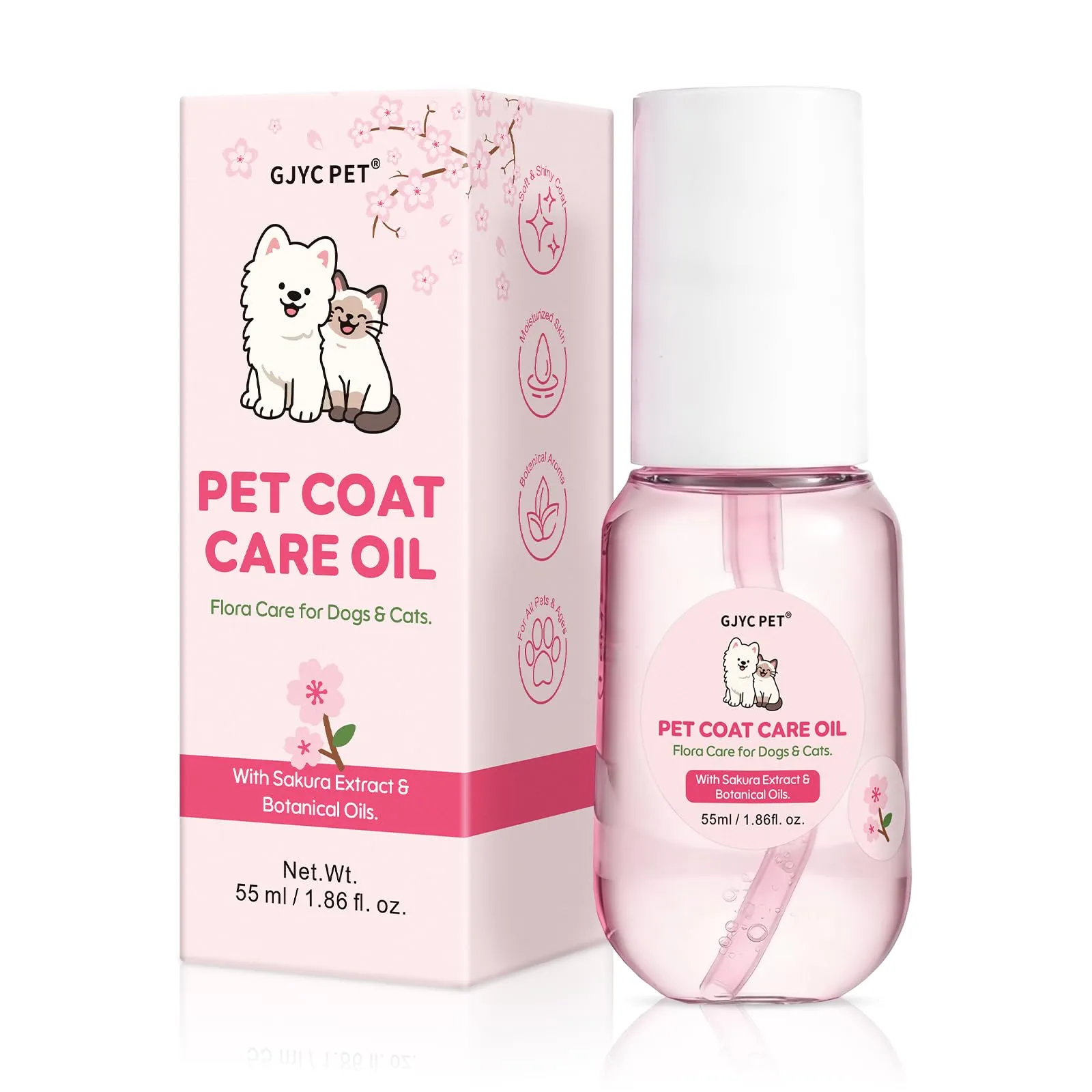 GJYC PET Olio Cura del Pelo per Cani e Gatti, Fiore di Ciliegio, 55 ml - immagine 1