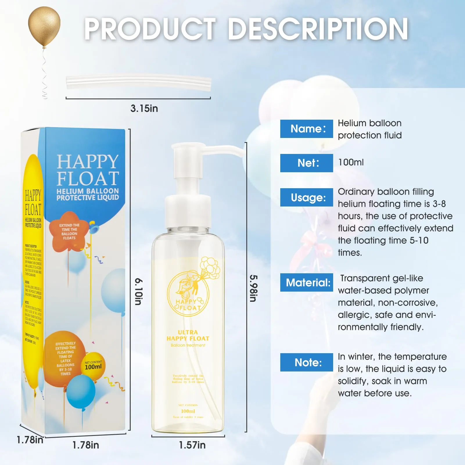 Allony Float Magic Trattamento per palloncini in lattice di elio, 100 ml - immagine 7