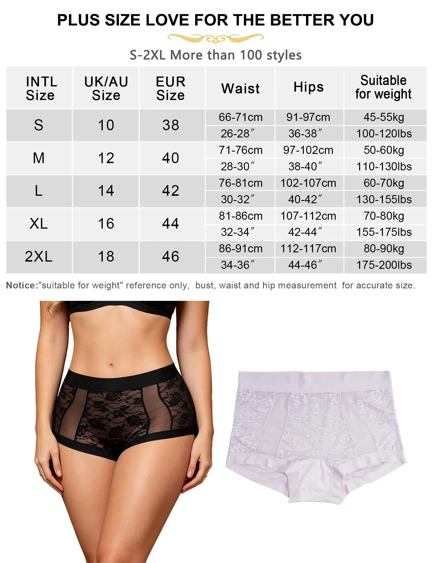 ohmydear Boxer da donna a vita alta in pizzo, Nero, L - immagine 6