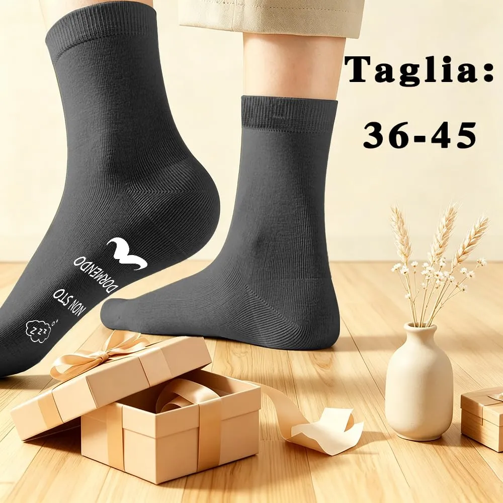 Calzini per Nonno in Cotone Pettinato con Dedica, Taglia Unica, Grigio - immagine 2