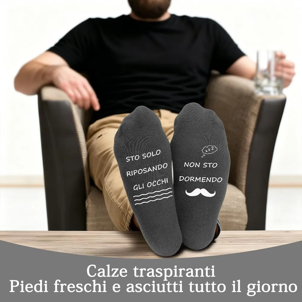 Calzini per Nonno in Cotone Pettinato con Dedica, Taglia Unica, Grigio - immagine 4