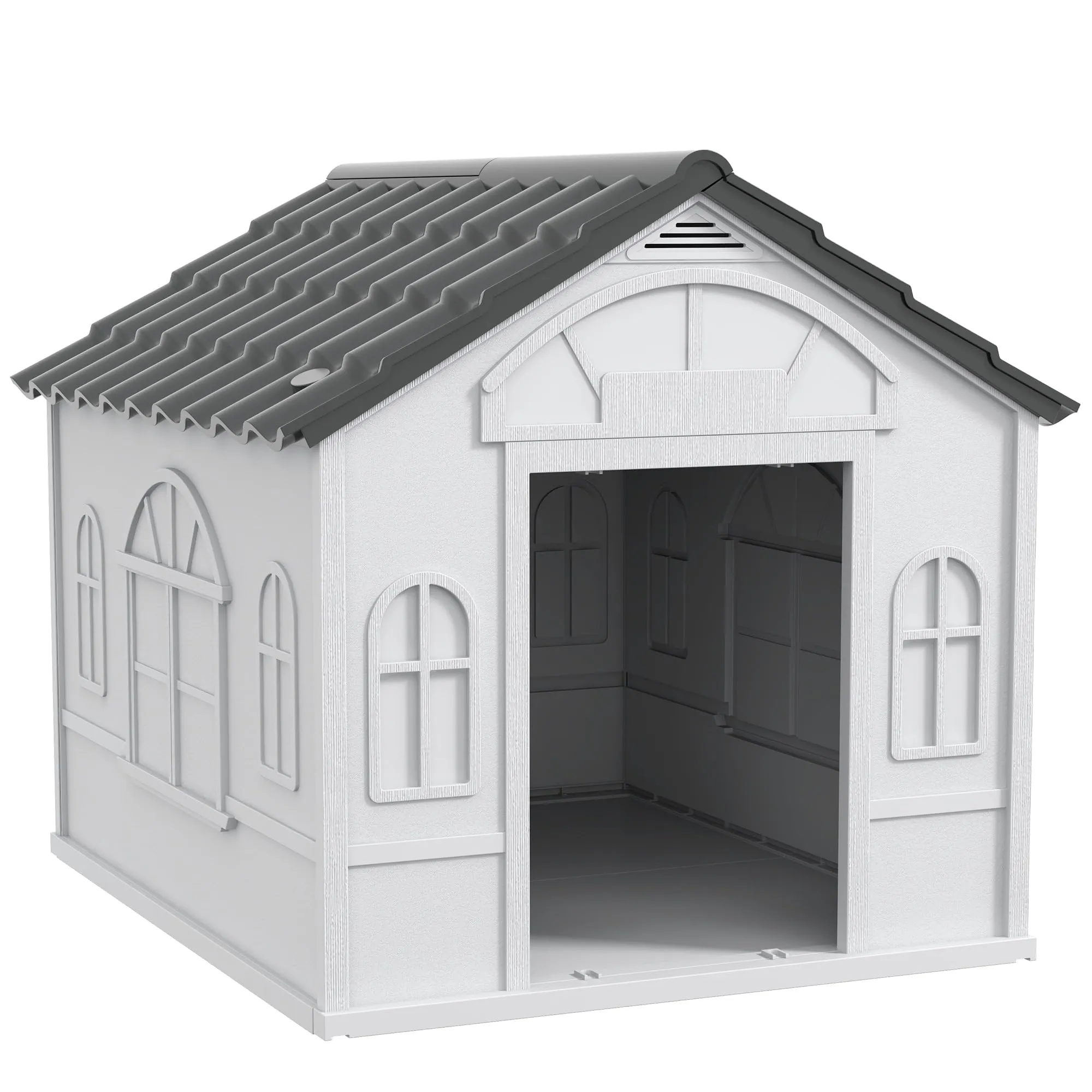 PawHut Casetta per Cani Impermeabile Media Grande, 84.2x98.2x82 cm, Grigio - immagine 1
