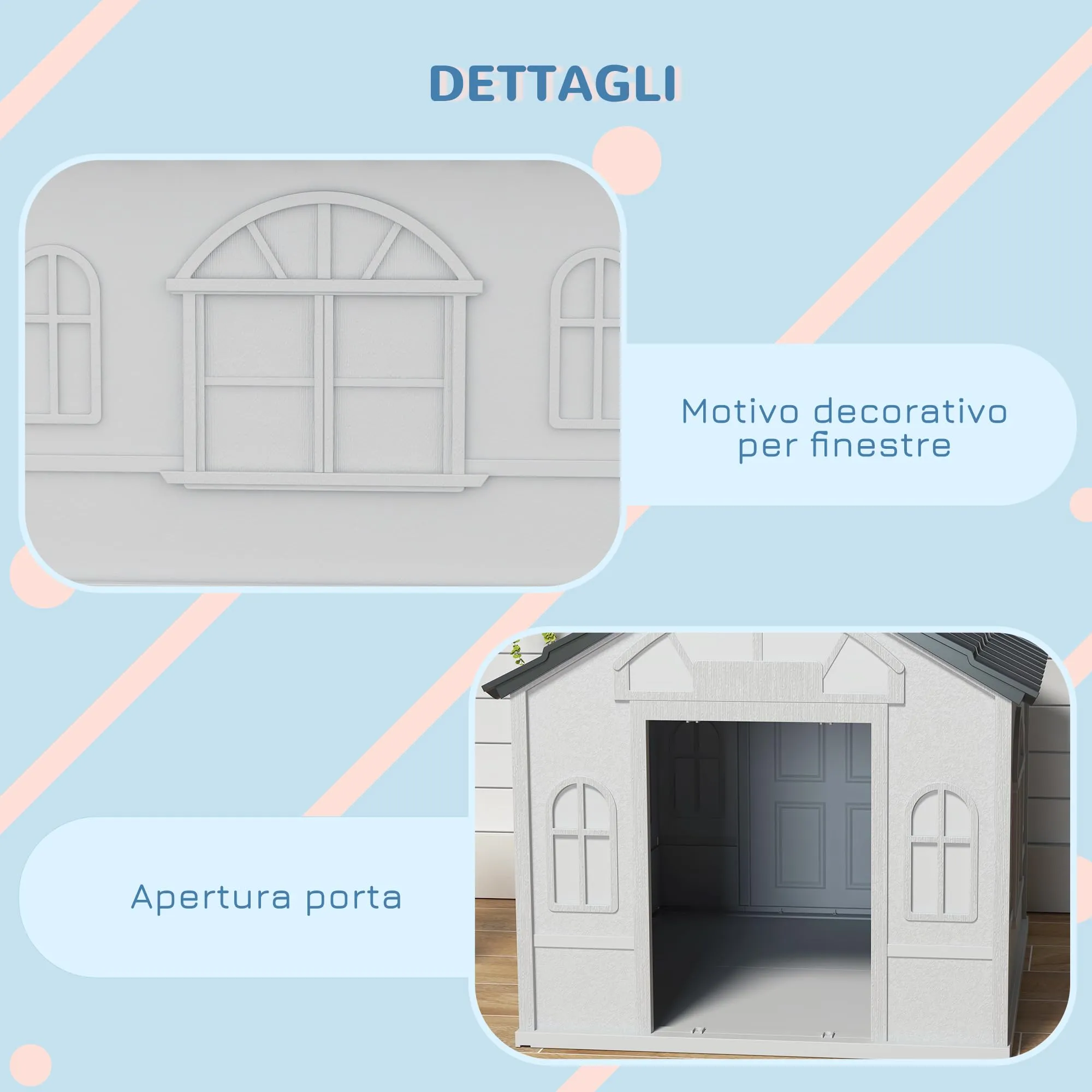 PawHut Casetta per Cani Impermeabile Media Grande, 84.2x98.2x82 cm, Grigio - immagine 6
