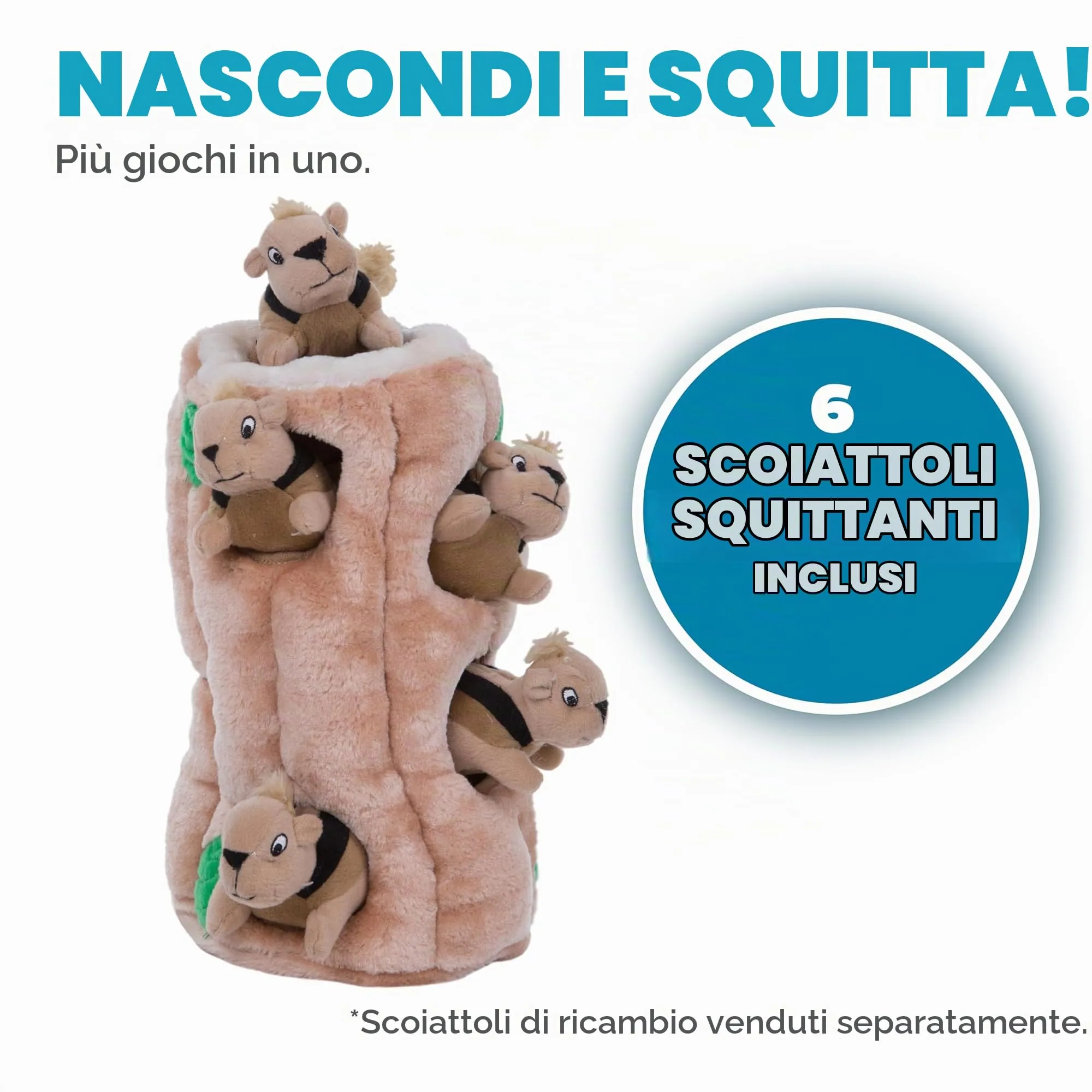 Outward Hound Hide A Squirrel Gioco Rompicapo per Cani con Peluche a Forma di Scoiattolo, XL - immagine 3