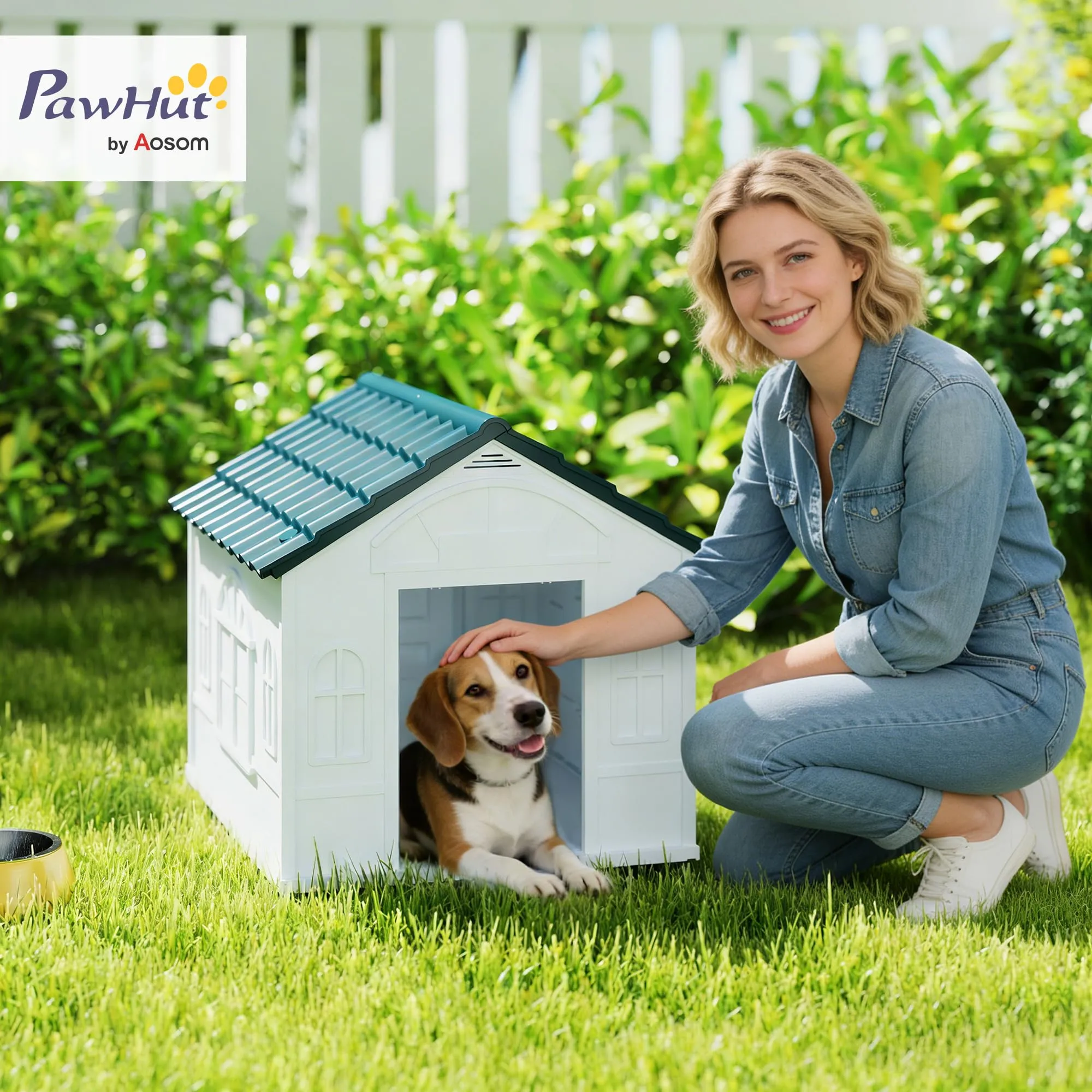 PawHut Casetta per Cani Impermeabile, 65x75.7x63 cm, Blu - immagine 2