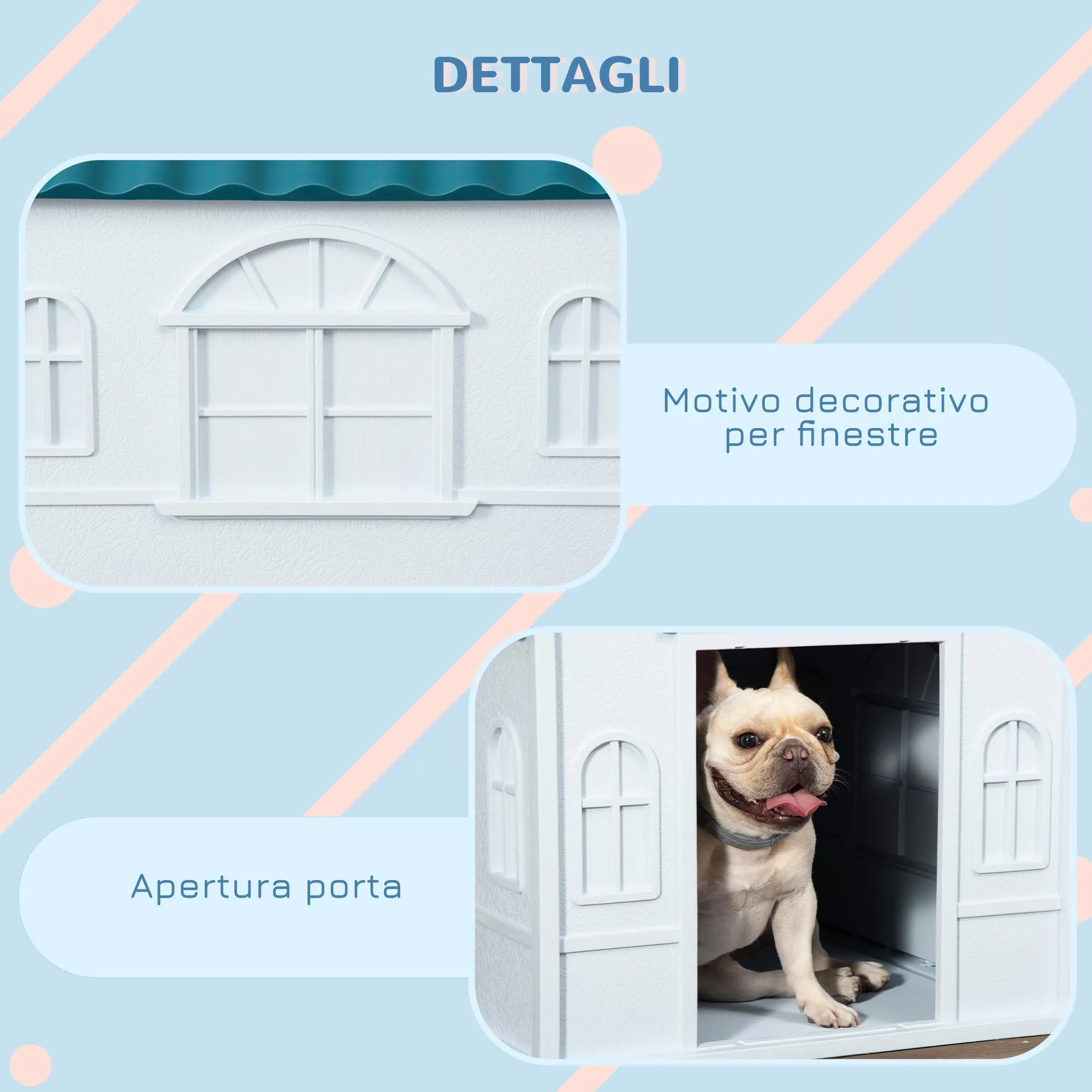 PawHut Casetta per Cani Impermeabile, 65x75.7x63 cm, Blu - immagine 5