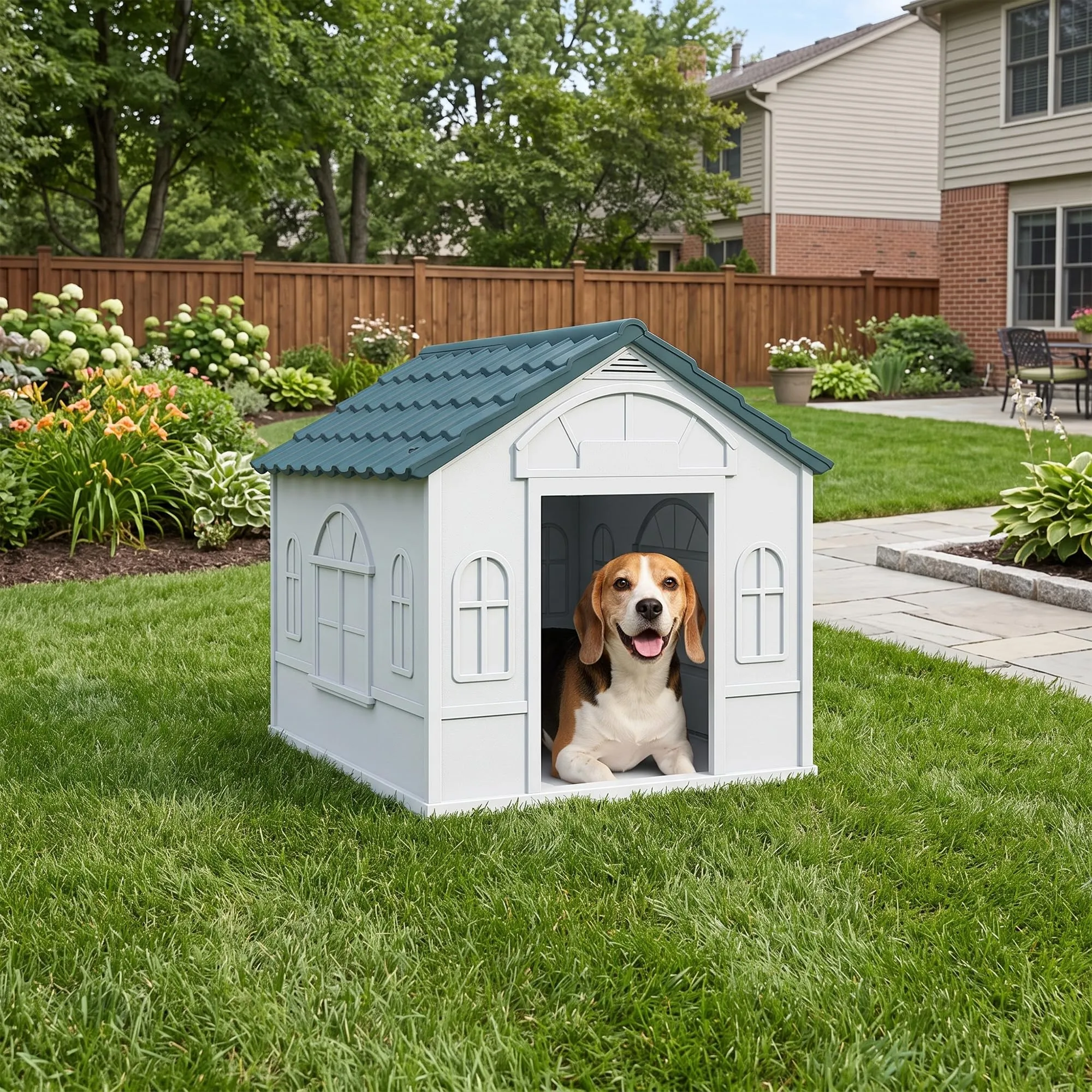 PawHut Casetta per Cani Impermeabile, 65x75.7x63 cm, Blu - immagine 8