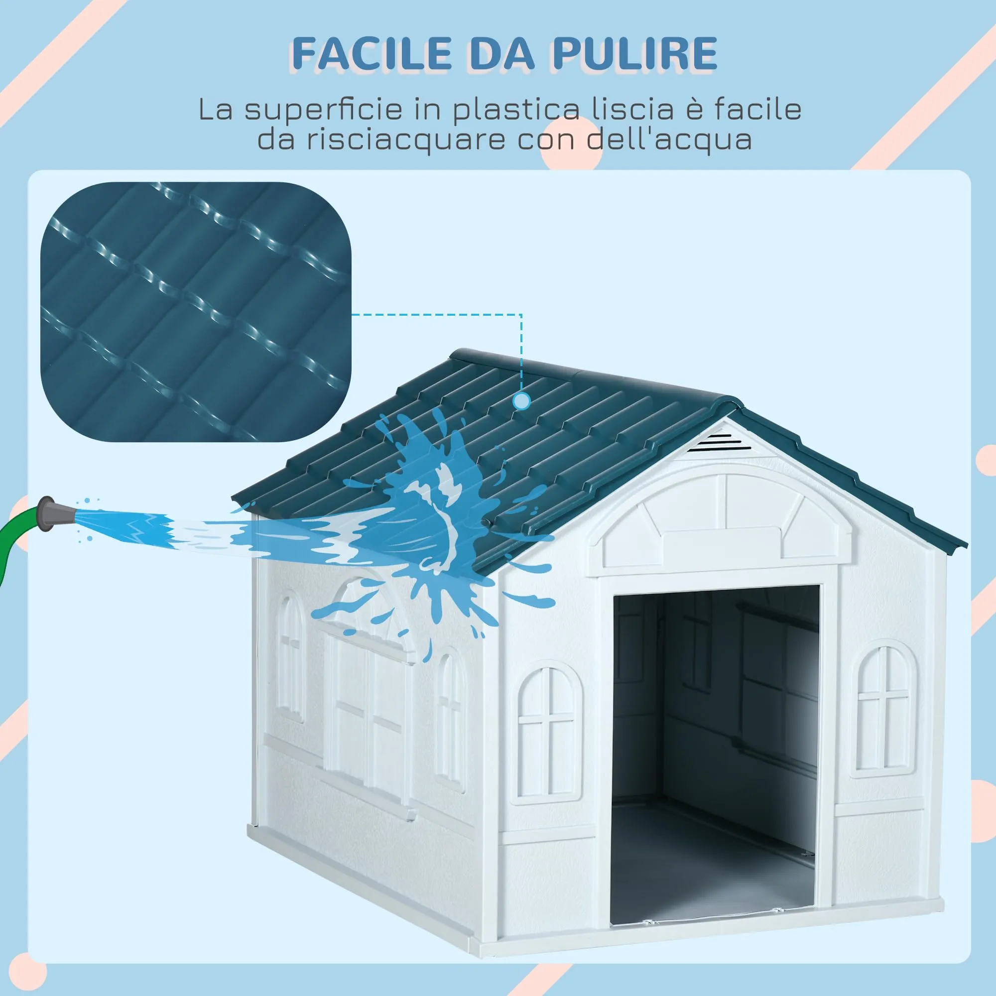 PawHut Casetta per Cani Impermeabile, Blu, 84.2x98.2x82 cm - immagine 5