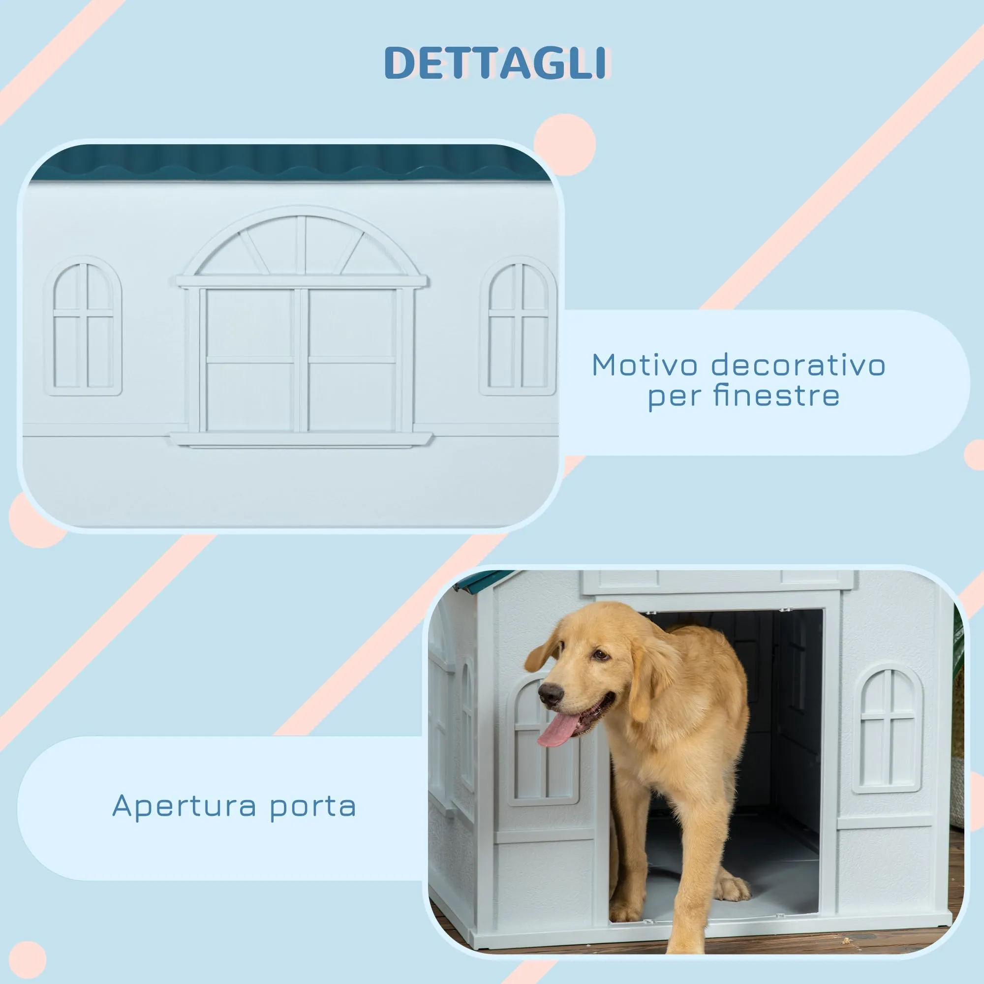 PawHut Casetta per Cani Impermeabile, Blu, 84.2x98.2x82 cm - immagine 6