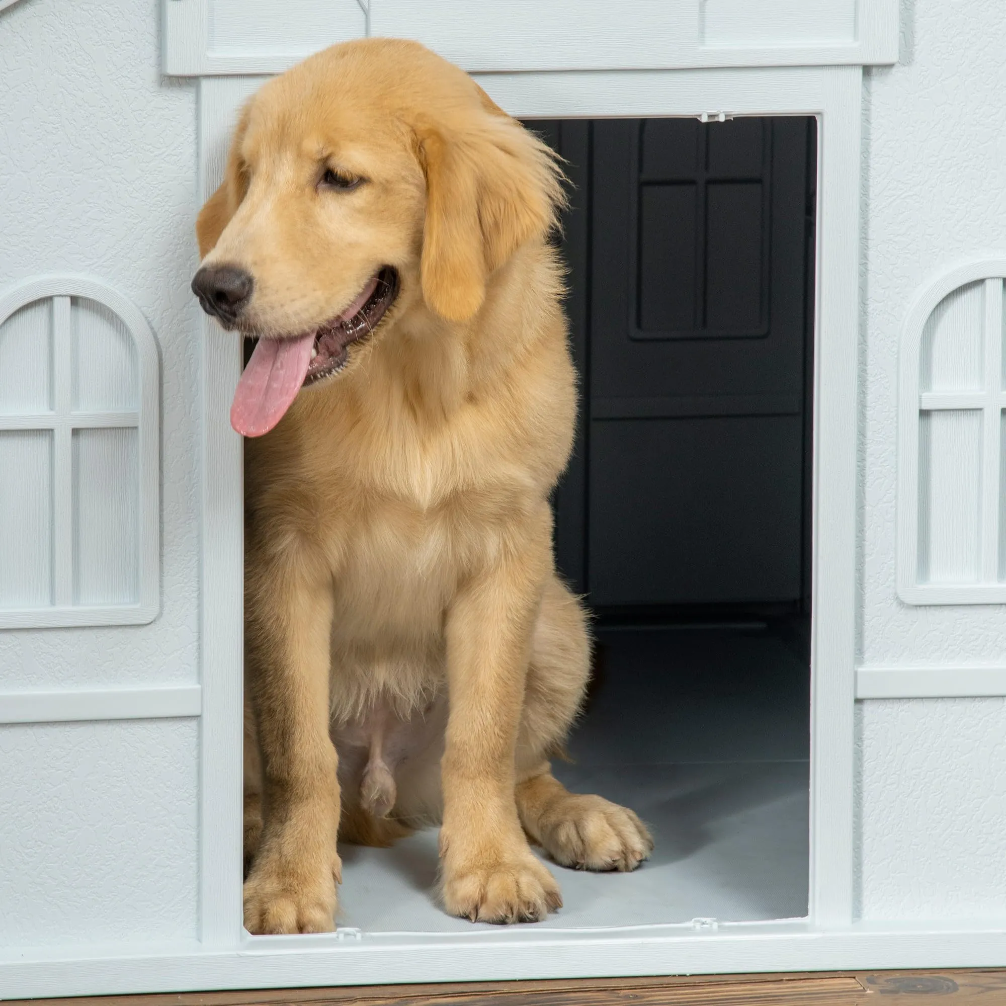 PawHut Casetta per Cani Impermeabile, Blu, 84.2x98.2x82 cm - immagine 8