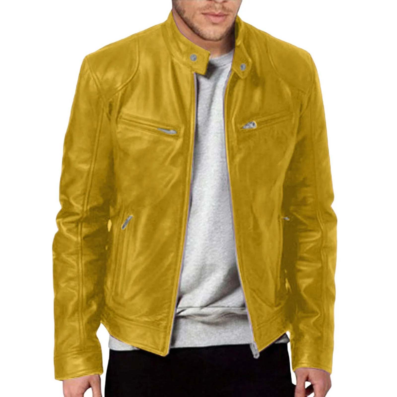 Giacca in Finta Pelle Biker Casual da Uomo per Mezza Stagione - immagine 3