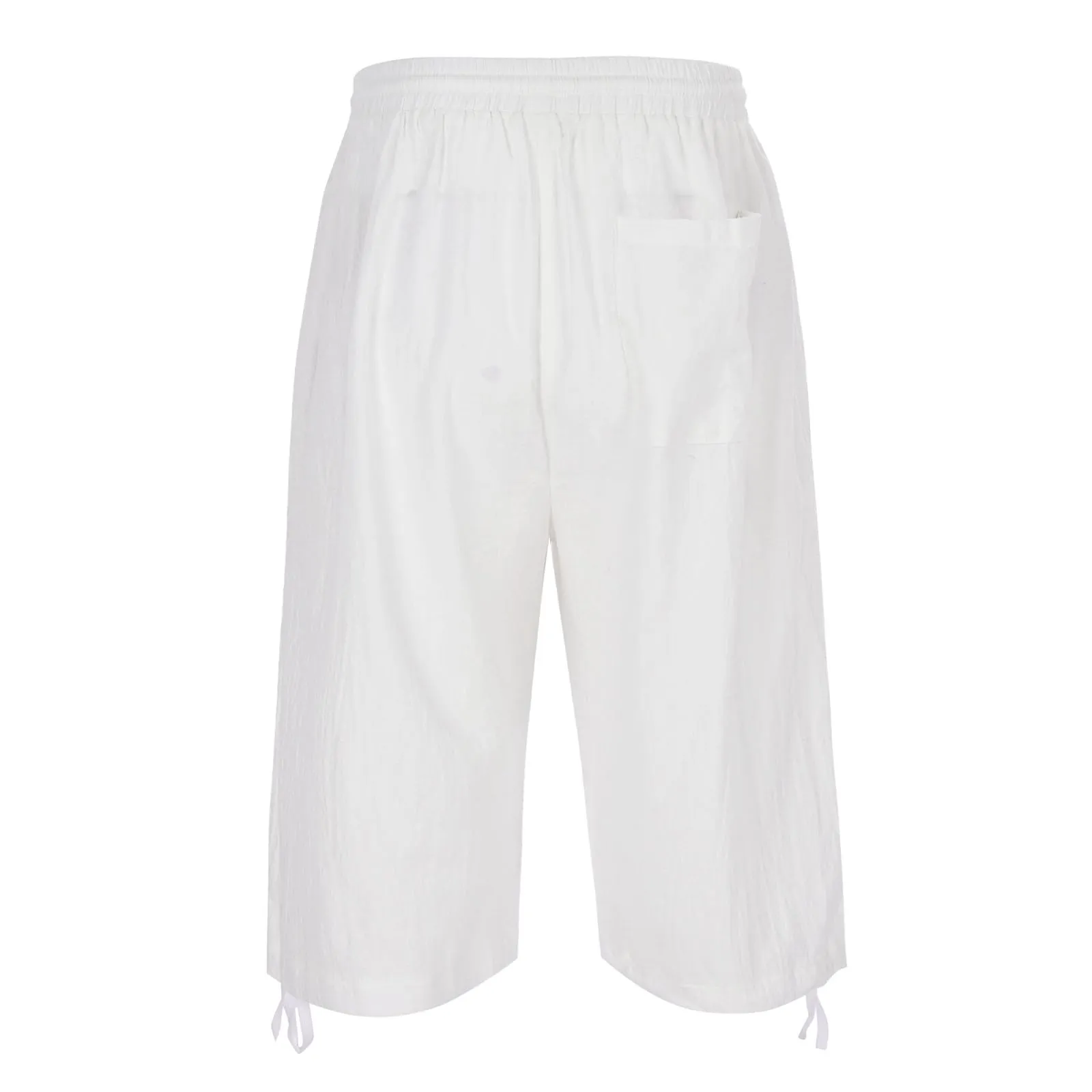 Generico Pantaloni Lino 3/4 Uomo Pinocchietto Estivi Leggeri Elasticizzati con Tasche e Vita Elastica - immagine 6