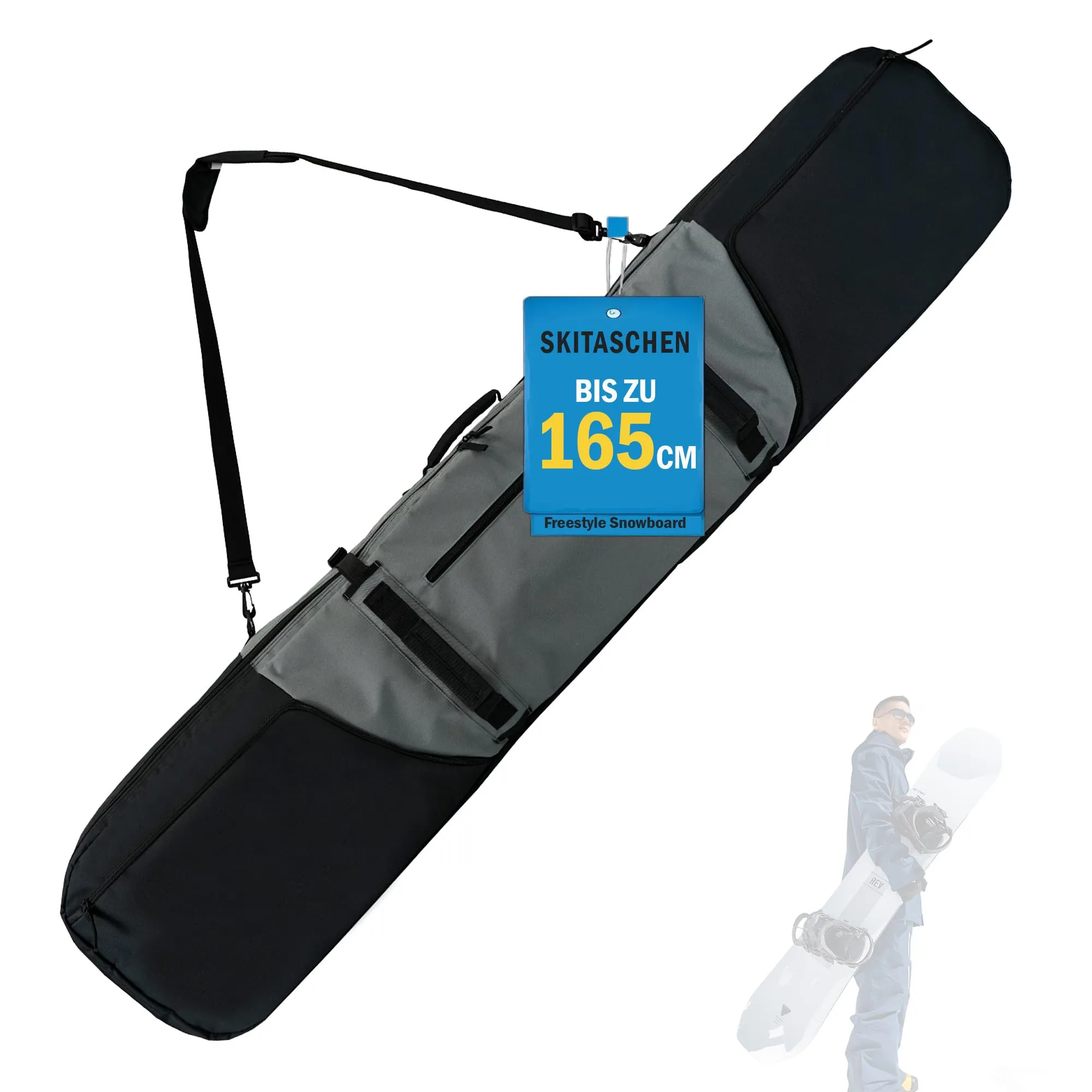 AUMTISC Borsa da Snowboard e Sci Imbottita (2921-Grey, 165 cm) - immagine 1