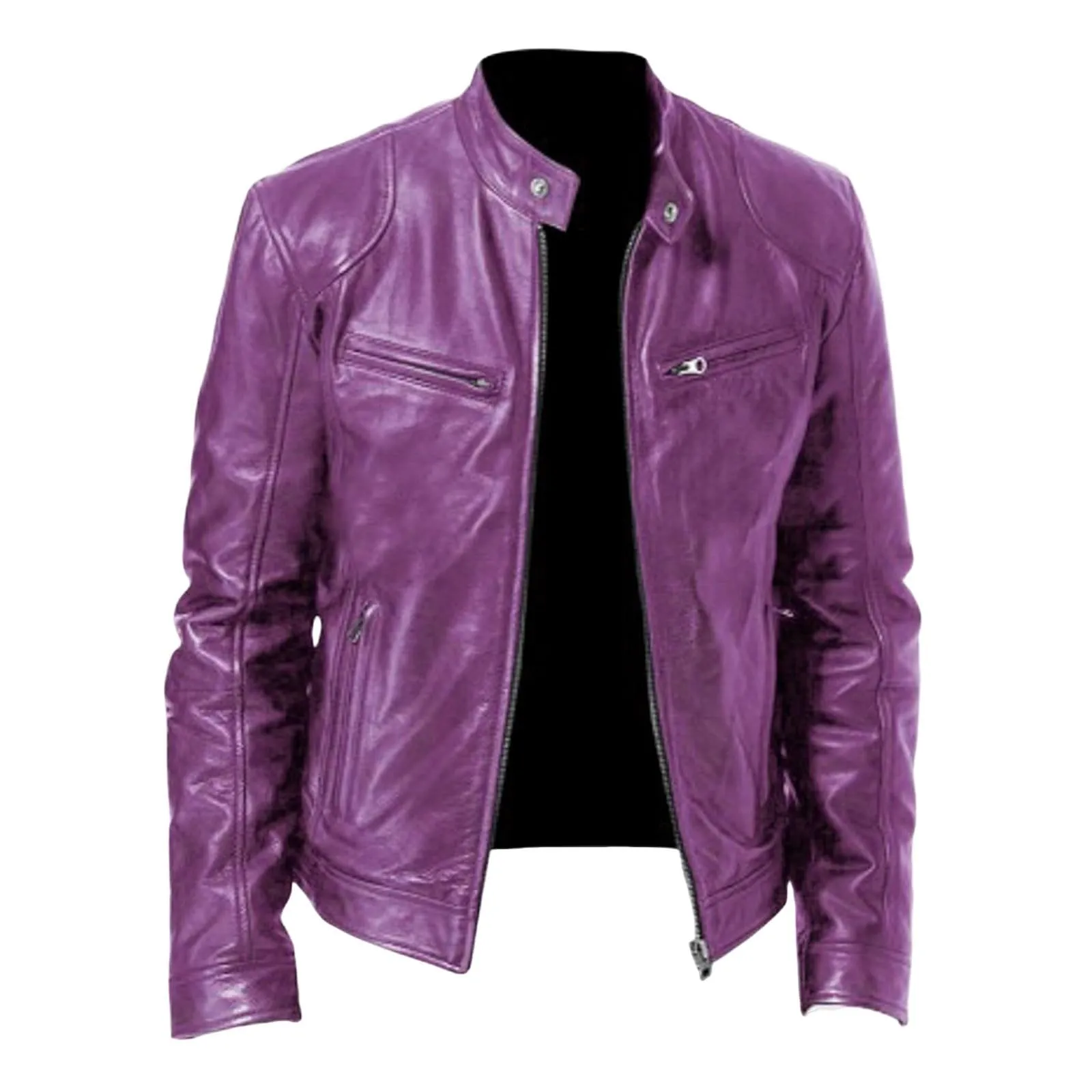 Giacca in Pelle Uomo Slim Fit Vintage Bomber Corto - immagine 5