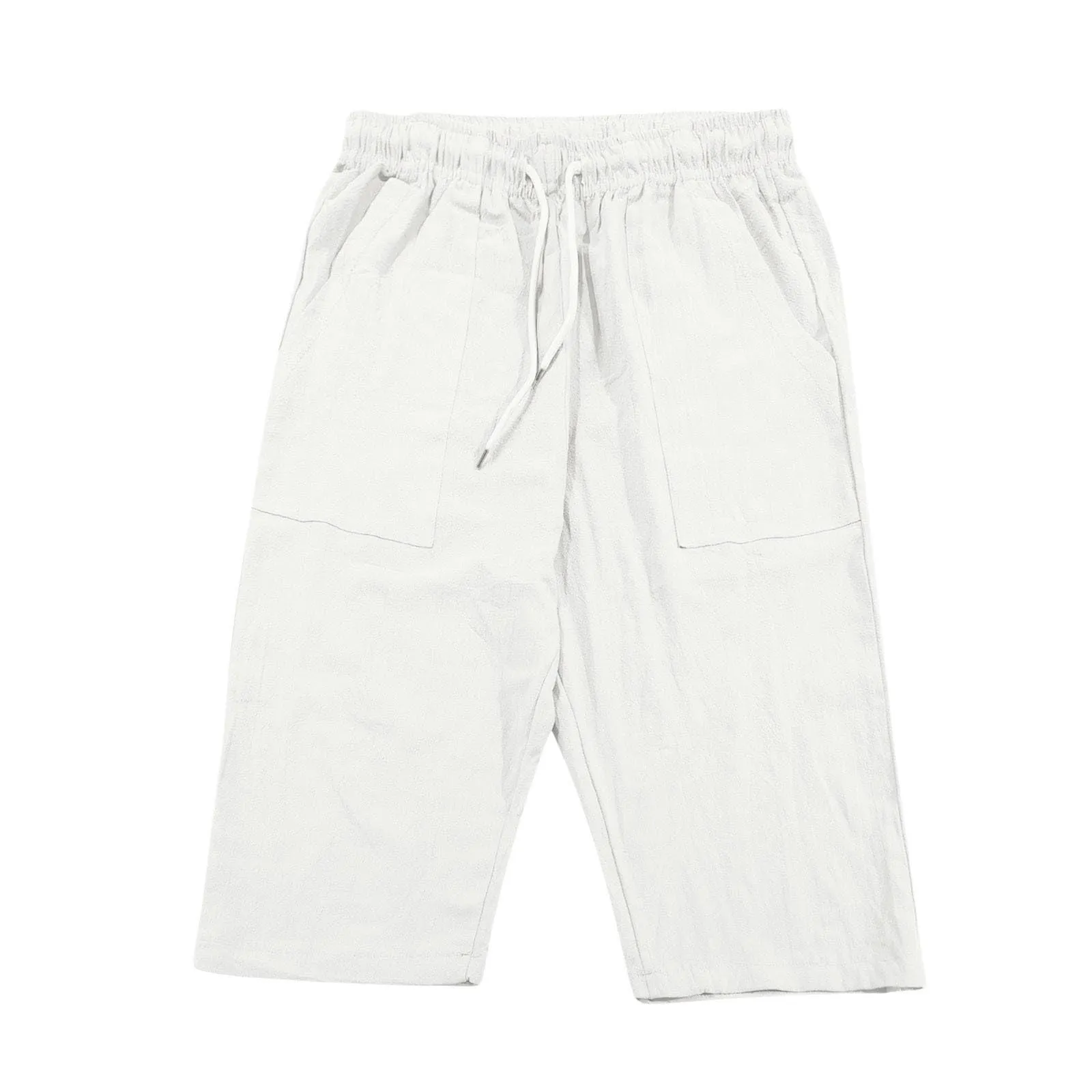 Generico Pantaloni Lino 3/4 Uomo Pinocchietto Estivi Leggeri Elasticizzati con Tasche e Vita Elastica - immagine 4