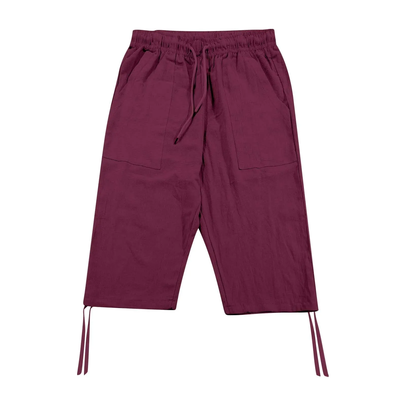 Generico Pantaloni Lino 3/4 Uomo Pinocchietto Estivi Leggeri Elasticizzati con Tasche e Vita Elastica - immagine 3