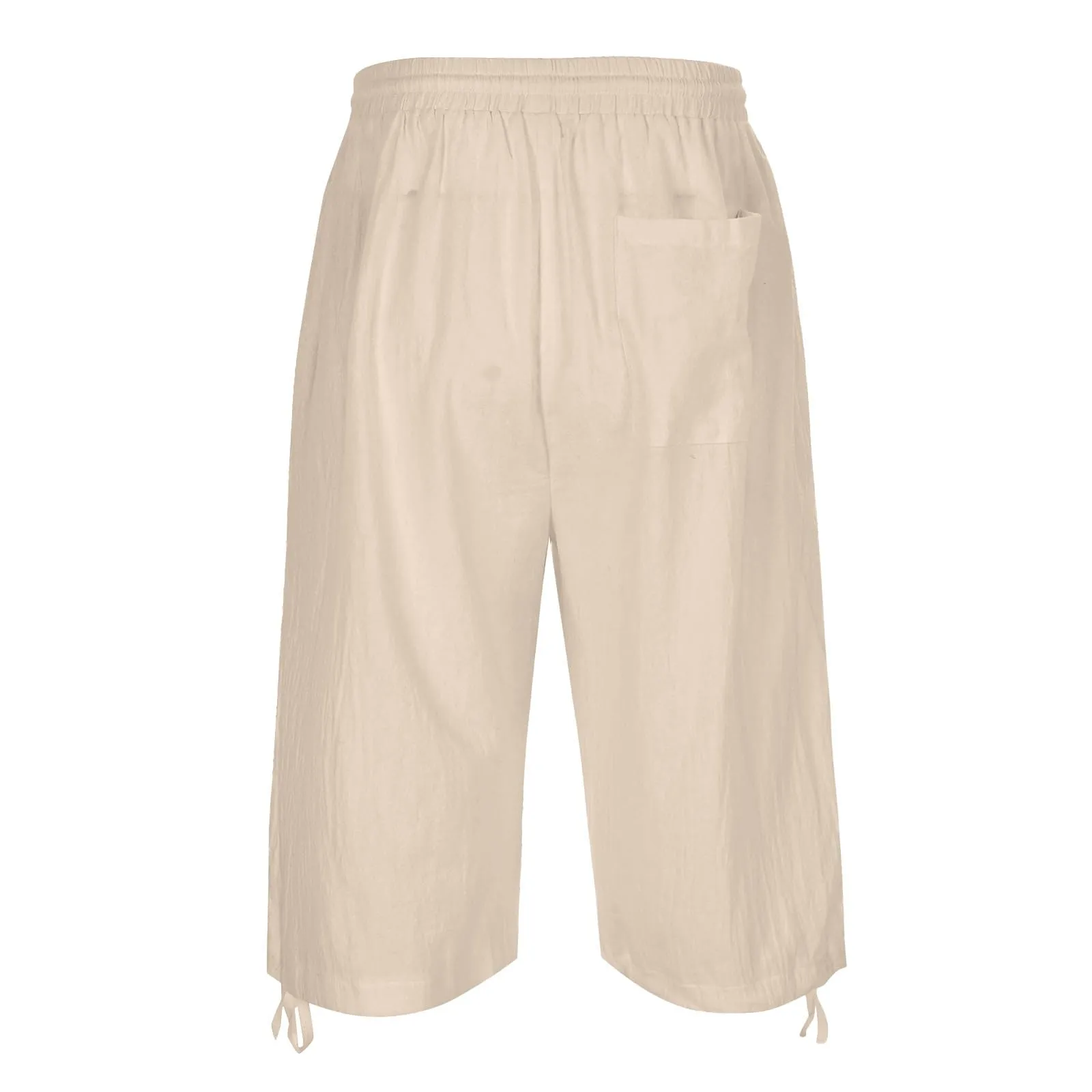 Generico Pantaloni Lino 3/4 Uomo Pinocchietto Estivi Leggeri Elasticizzati con Tasche e Vita Elastica - immagine 7