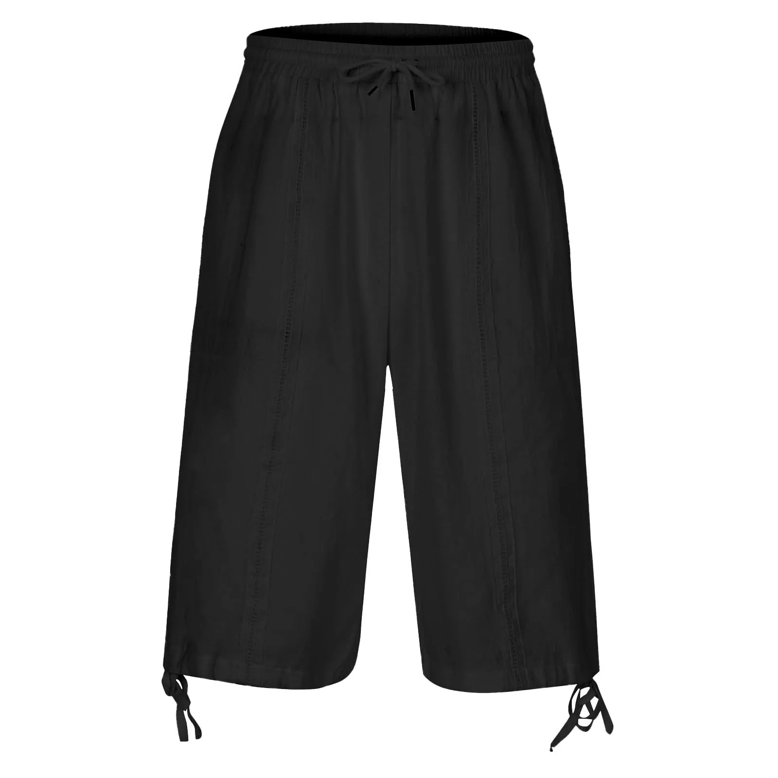 Generico Pantaloni Lino 3/4 Uomo Pinocchietto Estivi Leggeri Elasticizzati con Tasche e Vita Elastica - immagine 5