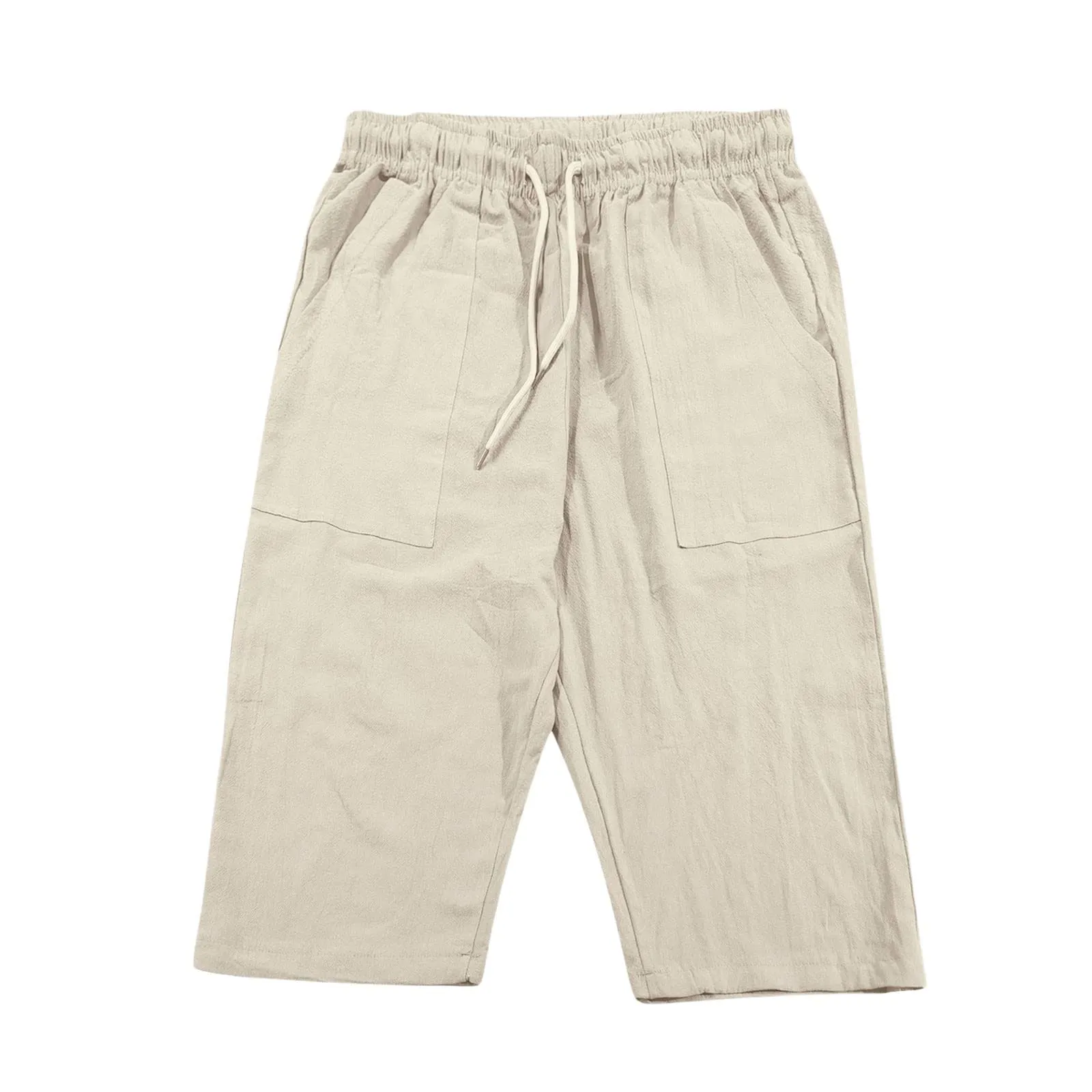 Generico Pantaloni Lino 3/4 Uomo Pinocchietto Estivi Elasticizzati con Tasche e Vita Elastica - immagine 4