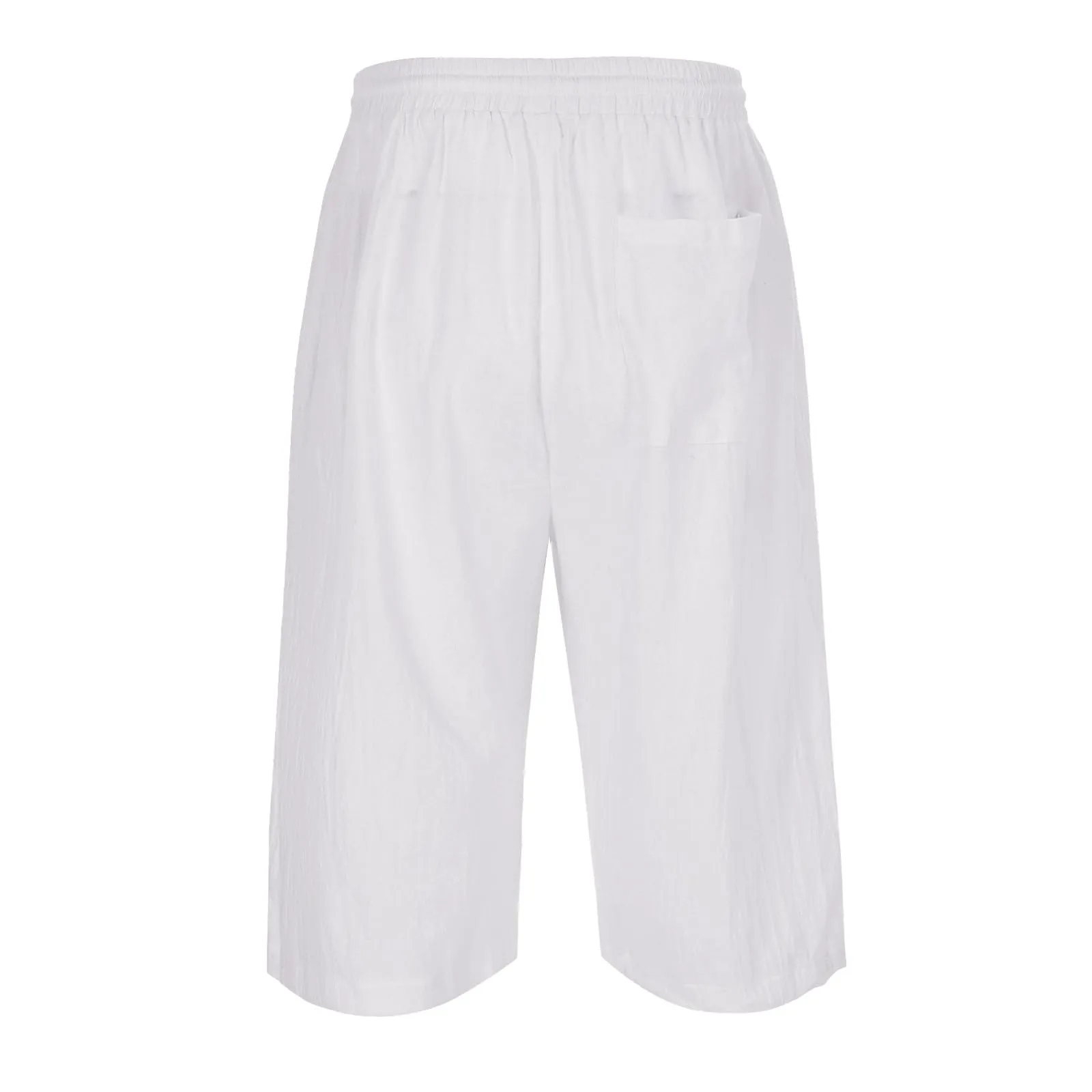 Generico Pantaloni Lino 3/4 Uomo Pinocchietto Estivi Leggeri Elasticizzati con Tasche Laterali e Vita Elastica - immagine 3