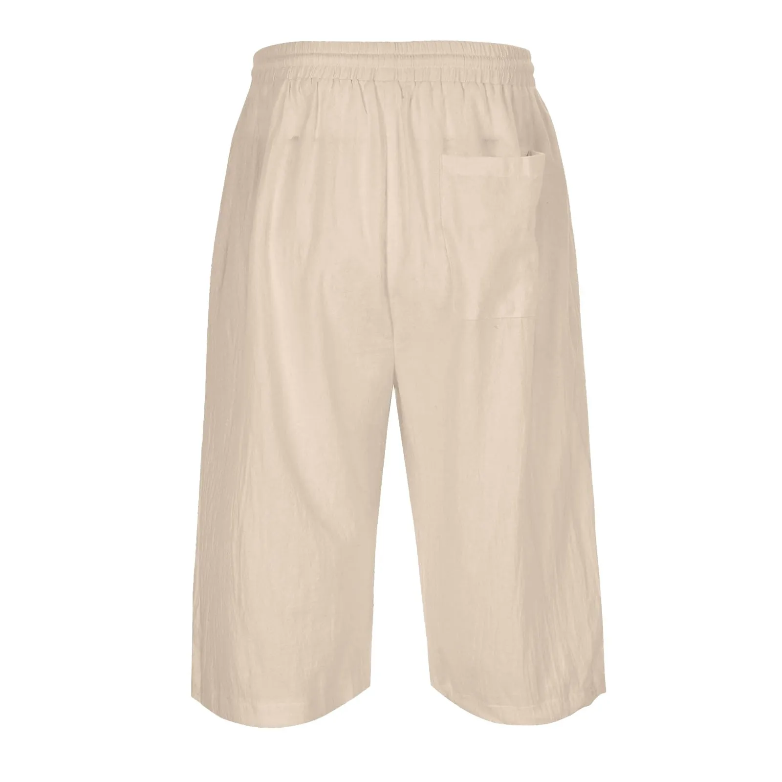 Generico Pantaloni Lino 3/4 Uomo Pinocchietto Estivi Elasticizzati con Tasche e Vita Elastica - immagine 3