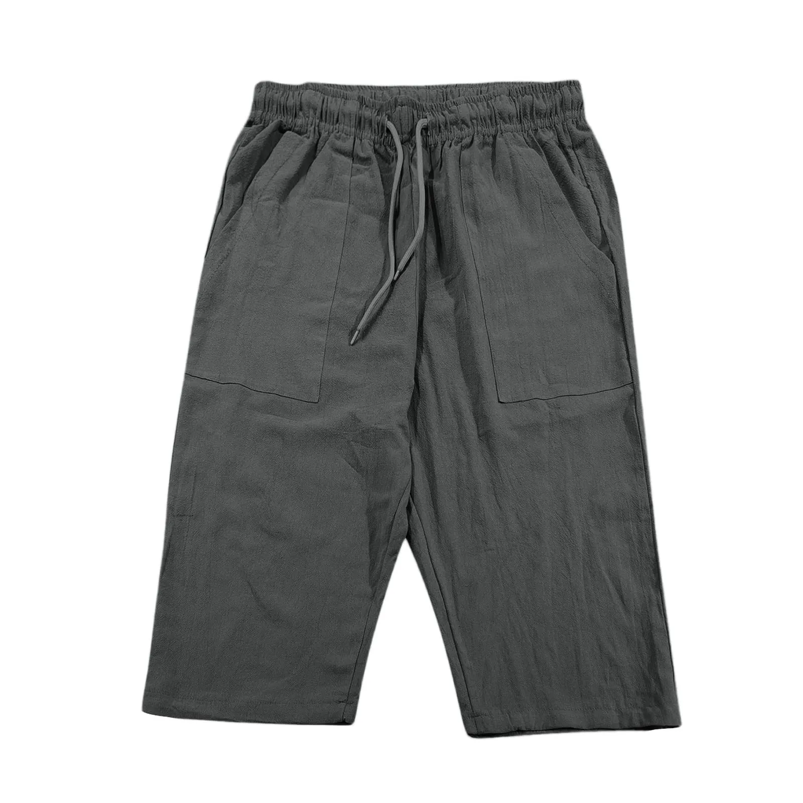 Generico Pantaloni Lino 3/4 Uomo Pinocchietto Estivi Elasticizzati con Tasche - immagine 4