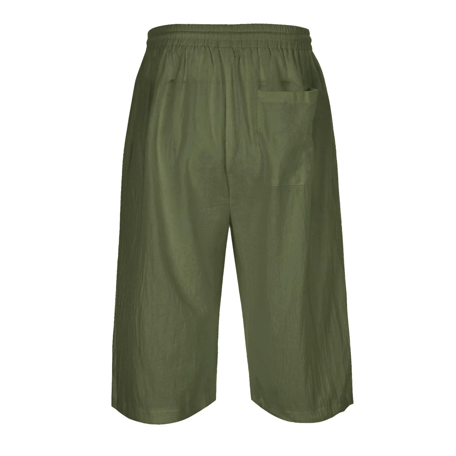 Generico Pantaloni Lino 3/4 Uomo Pinocchietto Estivi Elasticizzati con Tasche e Vita Elastica - immagine 4