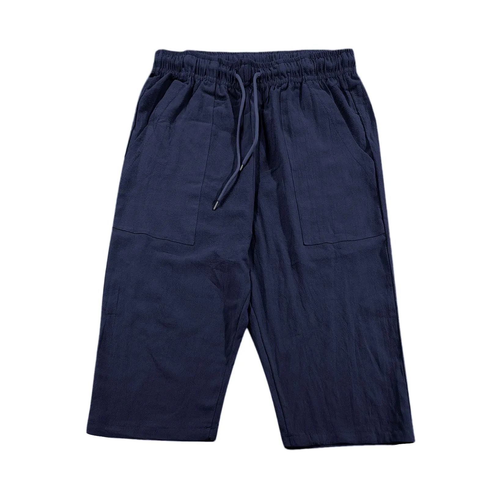 Generico Pantaloni Lino 3/4 Uomo Pinocchietto Estivi Leggeri Elasticizzati con Tasche e Vita Elastica - immagine 4