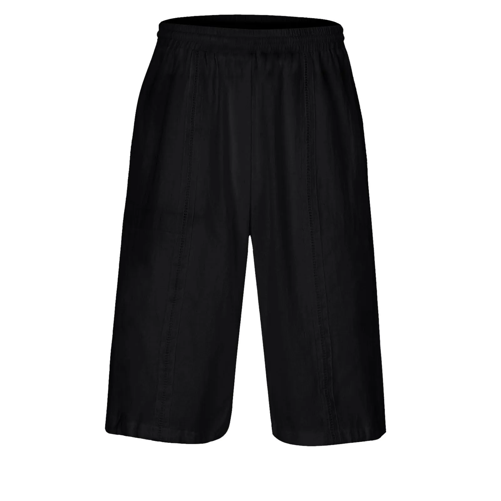 Generico Pantaloni in Lino 3/4 Uomo Pinocchietto Estivi Elasticizzati con Tasche e Vita Elastica - immagine 3