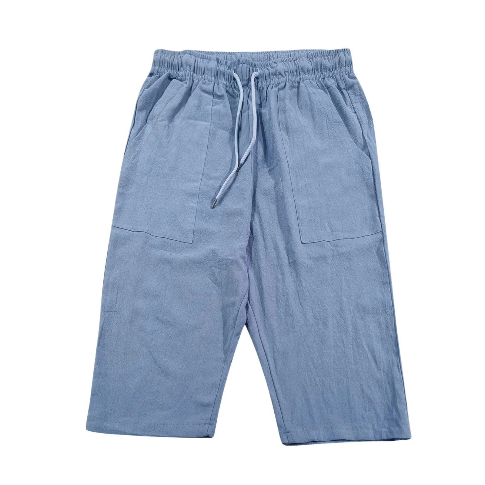Generico Pantaloni Lino 3/4 Uomo Pinocchietto Estivi Leggeri Elasticizzati con Tasche e Vita Elastica - immagine 4