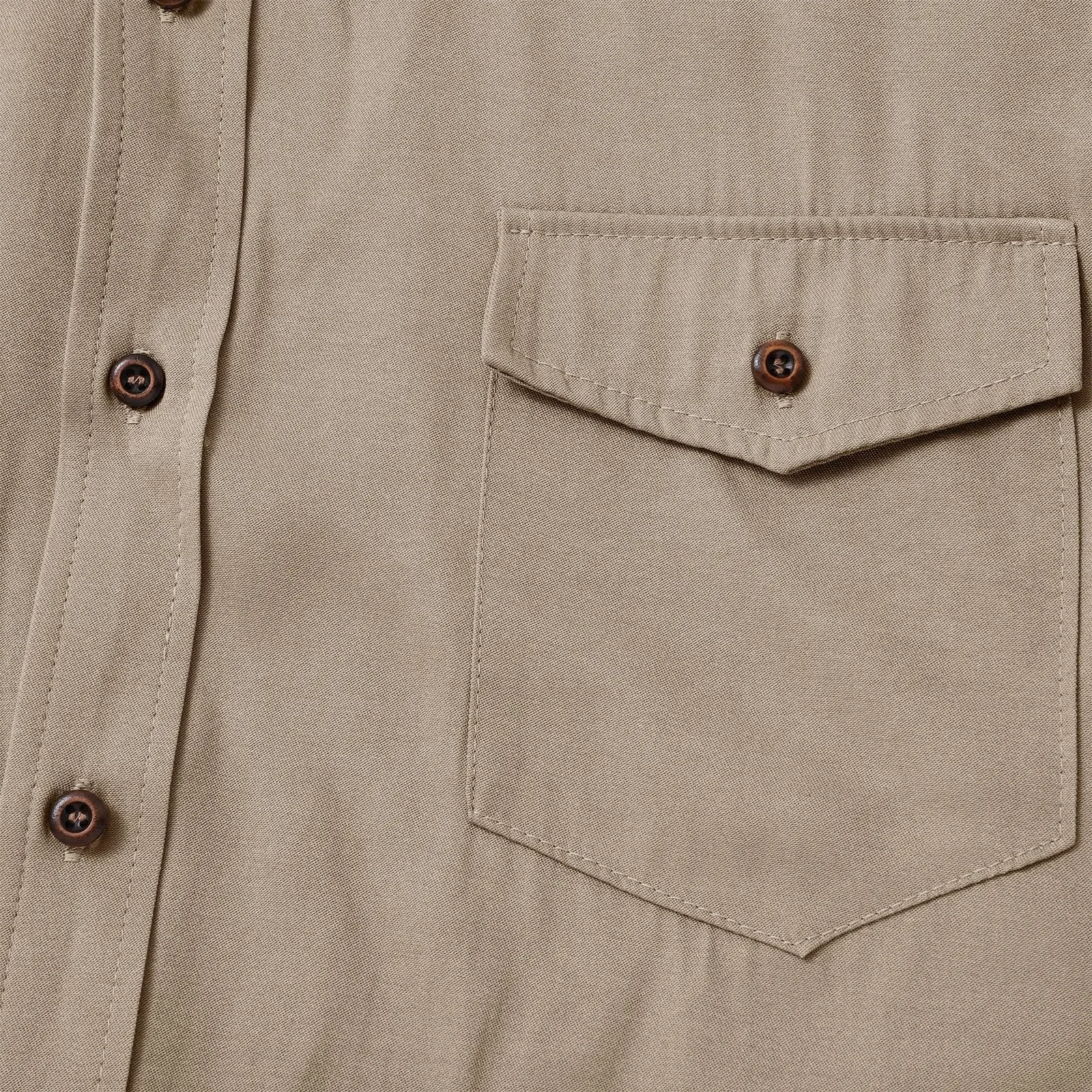 VEMOW Camicia di Jeans a Maniche Lunghe Uomo, Fit Classico, Khaki, L - immagine 7