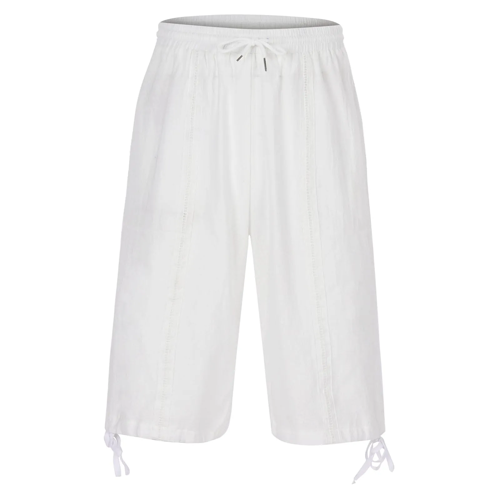 Generico Pantaloni Lino 3/4 Uomo Pinocchietto Estivi Leggeri Elasticizzati con Tasche e Vita Elastica - immagine 5