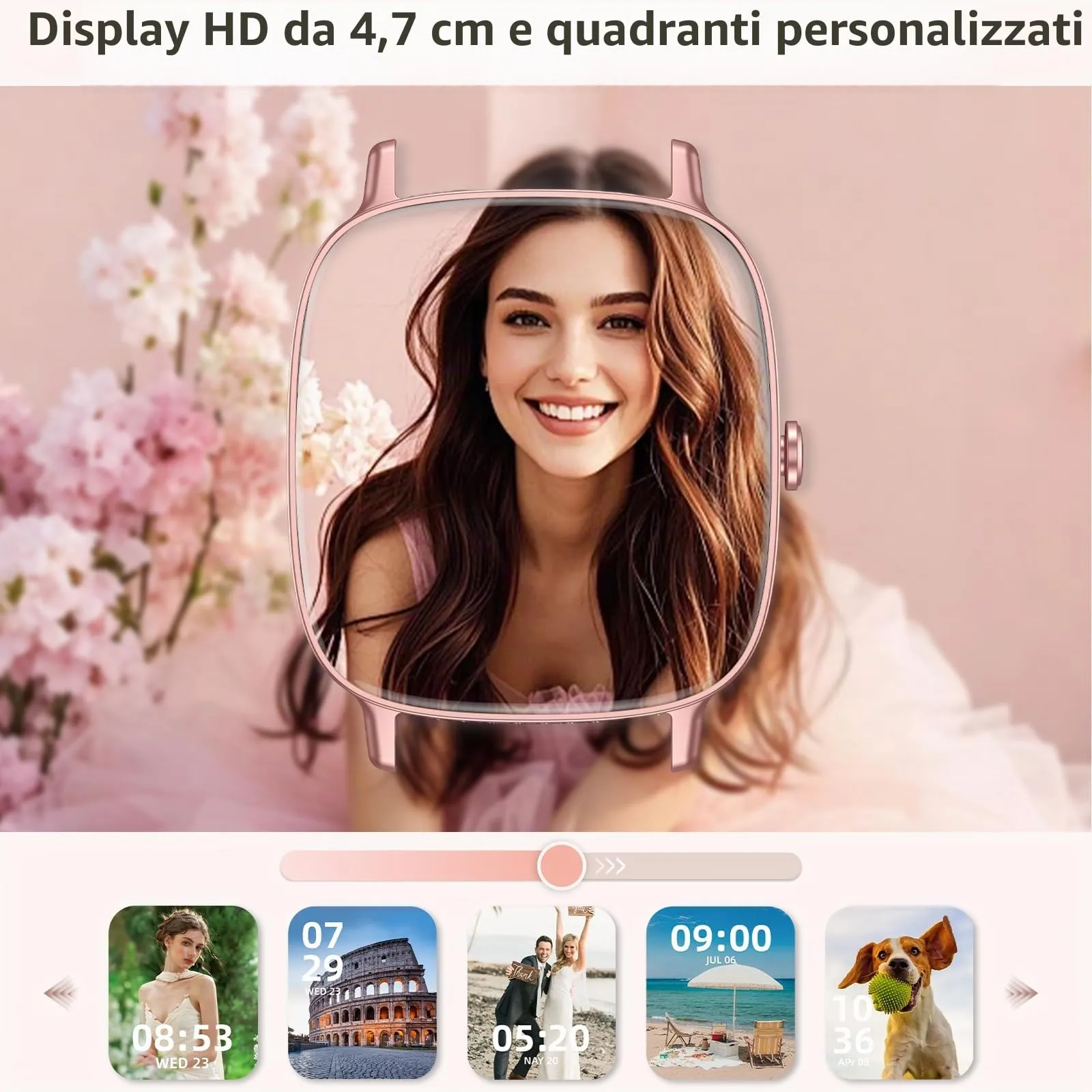 coioc Smartwatch Donna P122, Schermo HD 1.85", Chiamate Bluetooth, Fitness Tracker Frequenza Cardiaca, Sonno, SpO2, 120+ Modalità Sportive, IP68, 2 Cinturini, Compatibile iOS/Android - immagine 7