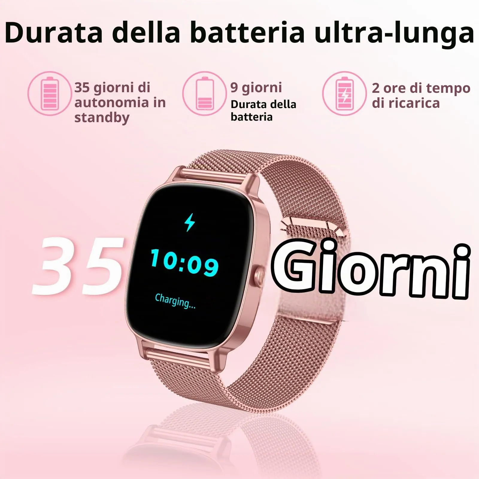 coioc Smartwatch Donna P122, Schermo HD 1.85", Chiamate Bluetooth, Fitness Tracker Frequenza Cardiaca, Sonno, SpO2, 120+ Modalità Sportive, IP68, 2 Cinturini, Compatibile iOS/Android - immagine 8