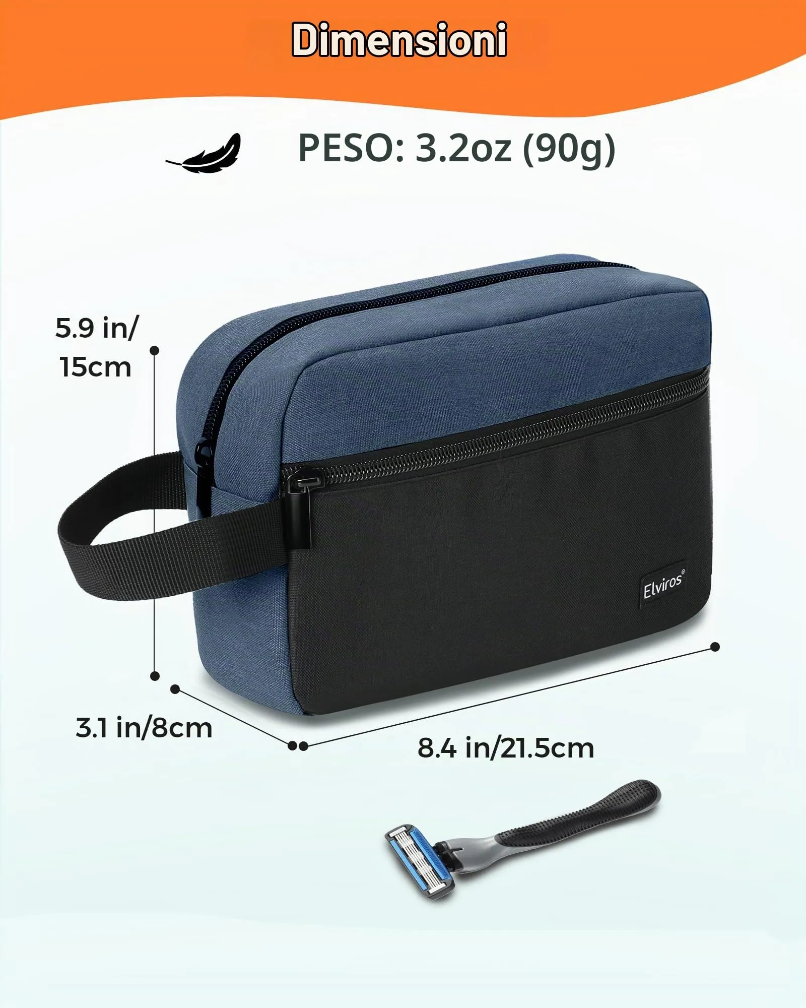 Elviros Travel Beauty Case da Viaggio, Tessuto Oxford 300D, Nero&blu - immagine 2