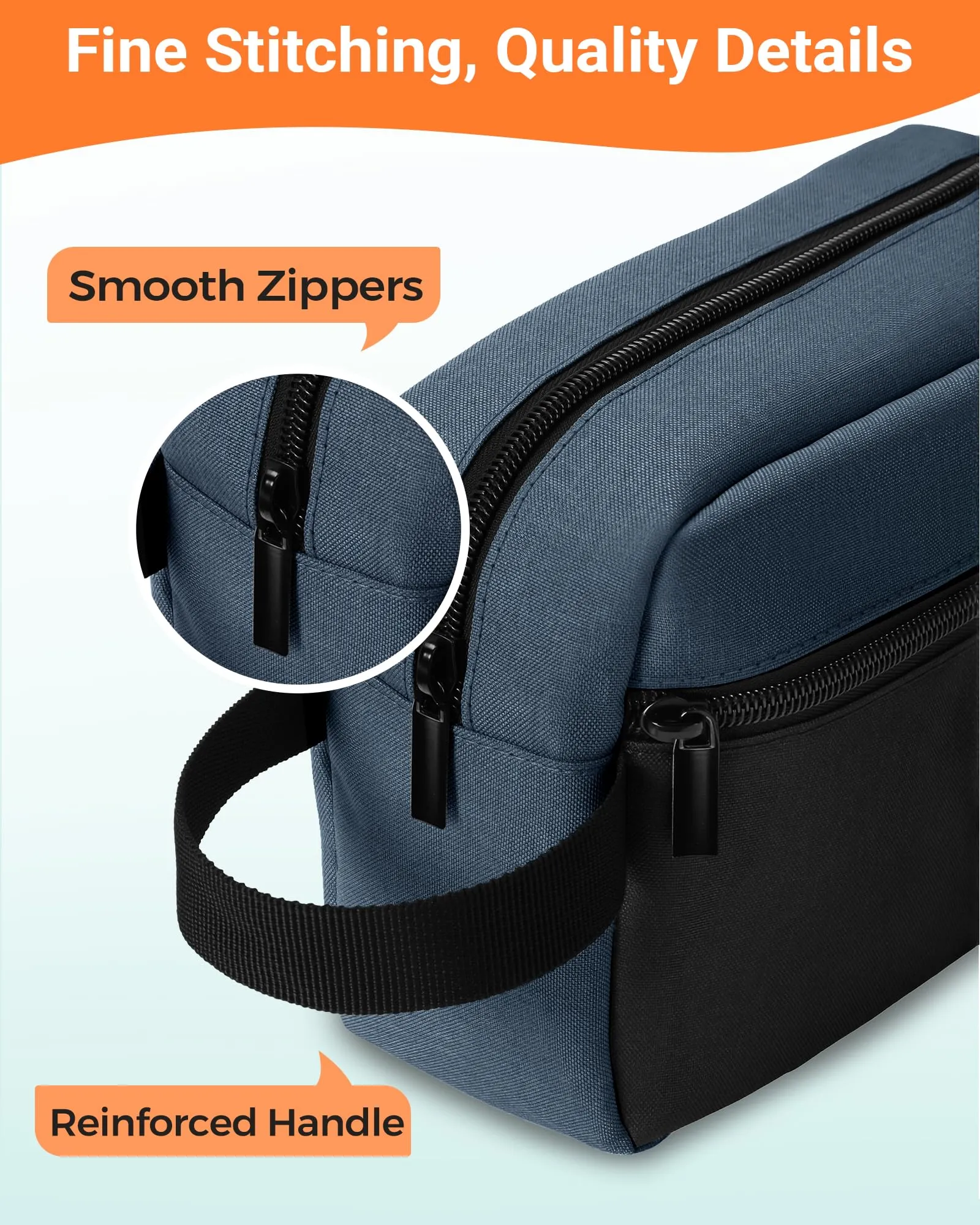 Elviros Travel Beauty Case da Viaggio, Tessuto Oxford 300D, Nero&blu - immagine 5