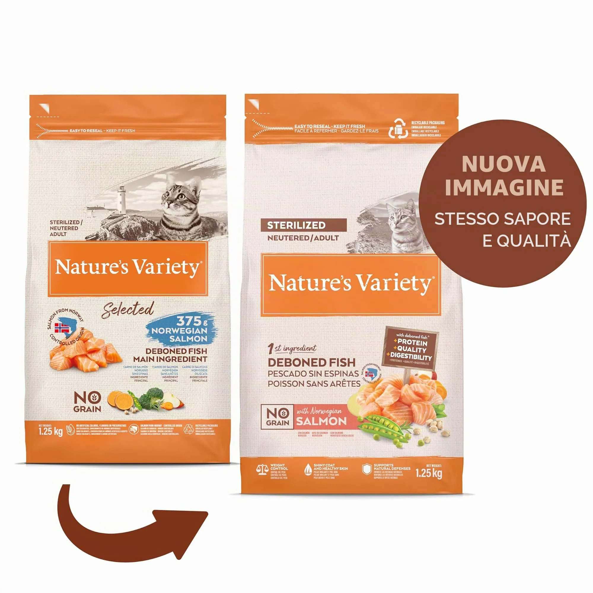 Nature's Variety Selected Cibo per Gatti Sterilizzati con Salmone Norvegese 1.25 kg - immagine 2