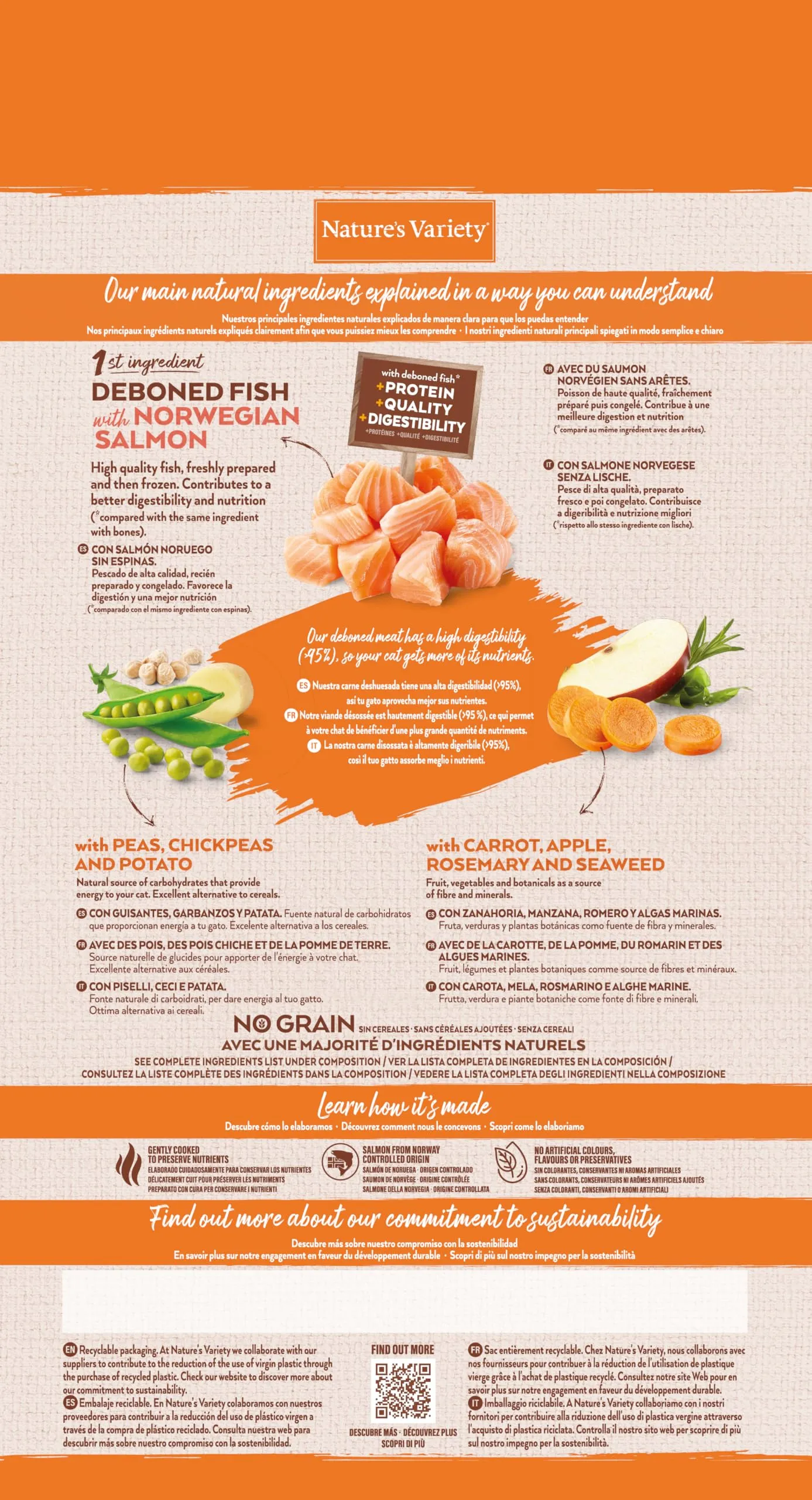 Nature's Variety Selected Cibo per Gatti Sterilizzati con Salmone Norvegese 1.25 kg - immagine 4