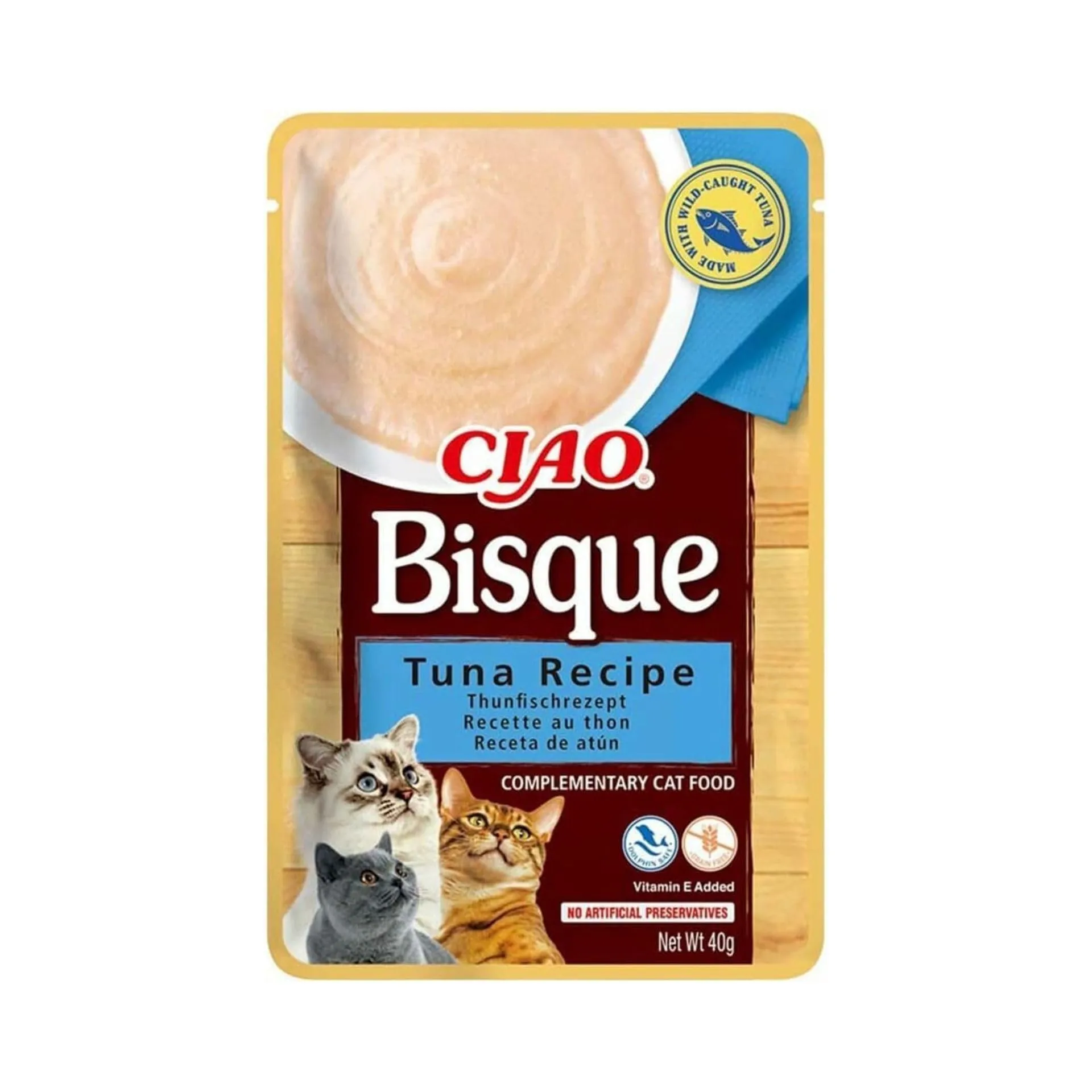 INABA CIAO Bisque di Tonno Cibo Umido Complementare per Gatti, Grain-Free, 40g - immagine 1