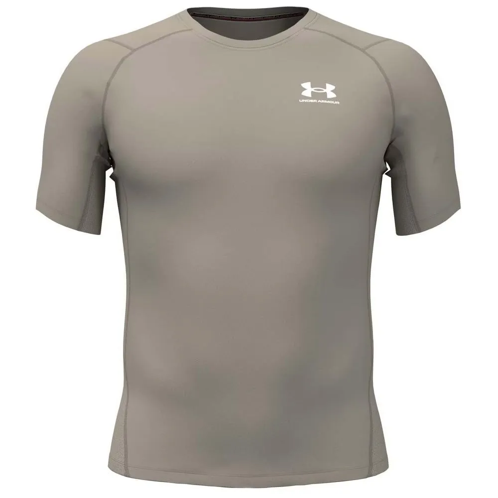 Under Armour HeatGear Maglietta a maniche corte a compressione uomo, Timberwolf Taupe/Bianco, 3XL - immagine 3