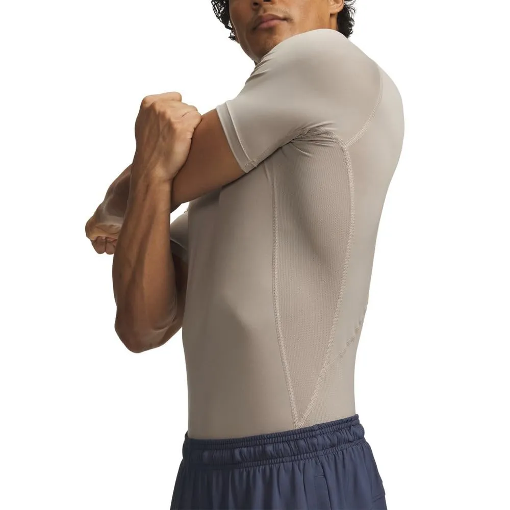 Under Armour HeatGear Maglietta a maniche corte a compressione uomo, Timberwolf Taupe/Bianco, 3XL - immagine 7