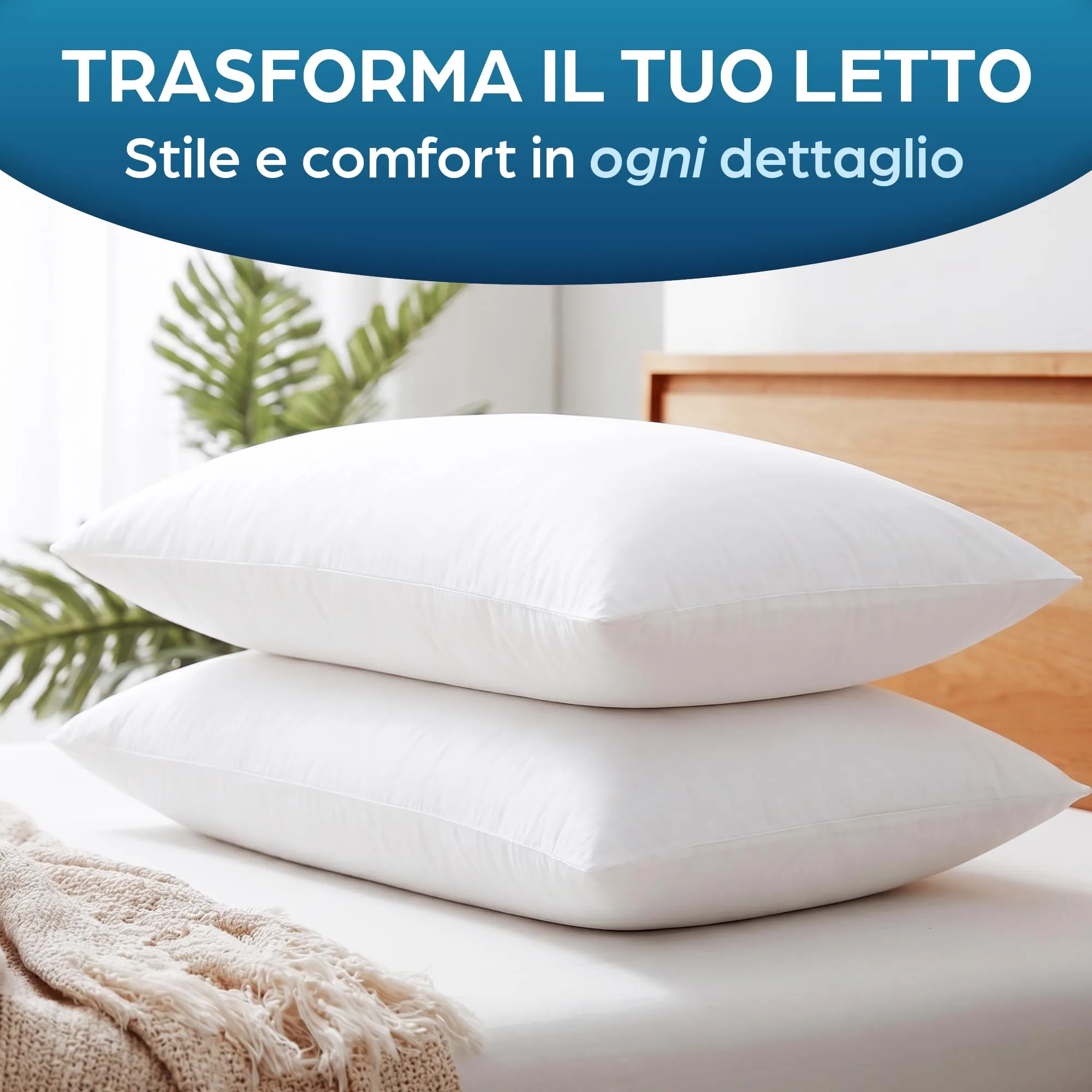 Flowen Cuscini Letto, Coppia di Guanciali 50x70, Antiacaro, Anallergico, Traspirante, Poliestere Lavabile - immagine 2