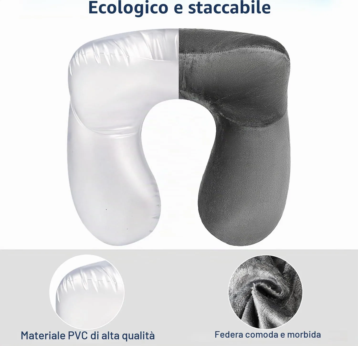ROTKUSZ Cuscino da Viaggio Gonfiabile con Mascherine e Tappi per le Orecchie, Set da 2 Pezzi - immagine 2